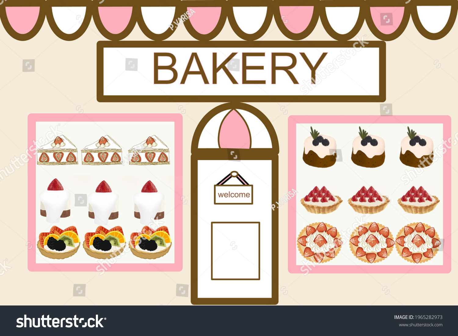 Bakery Shop Glass Window Bakery Products Stock Vector (Royalty Free ...