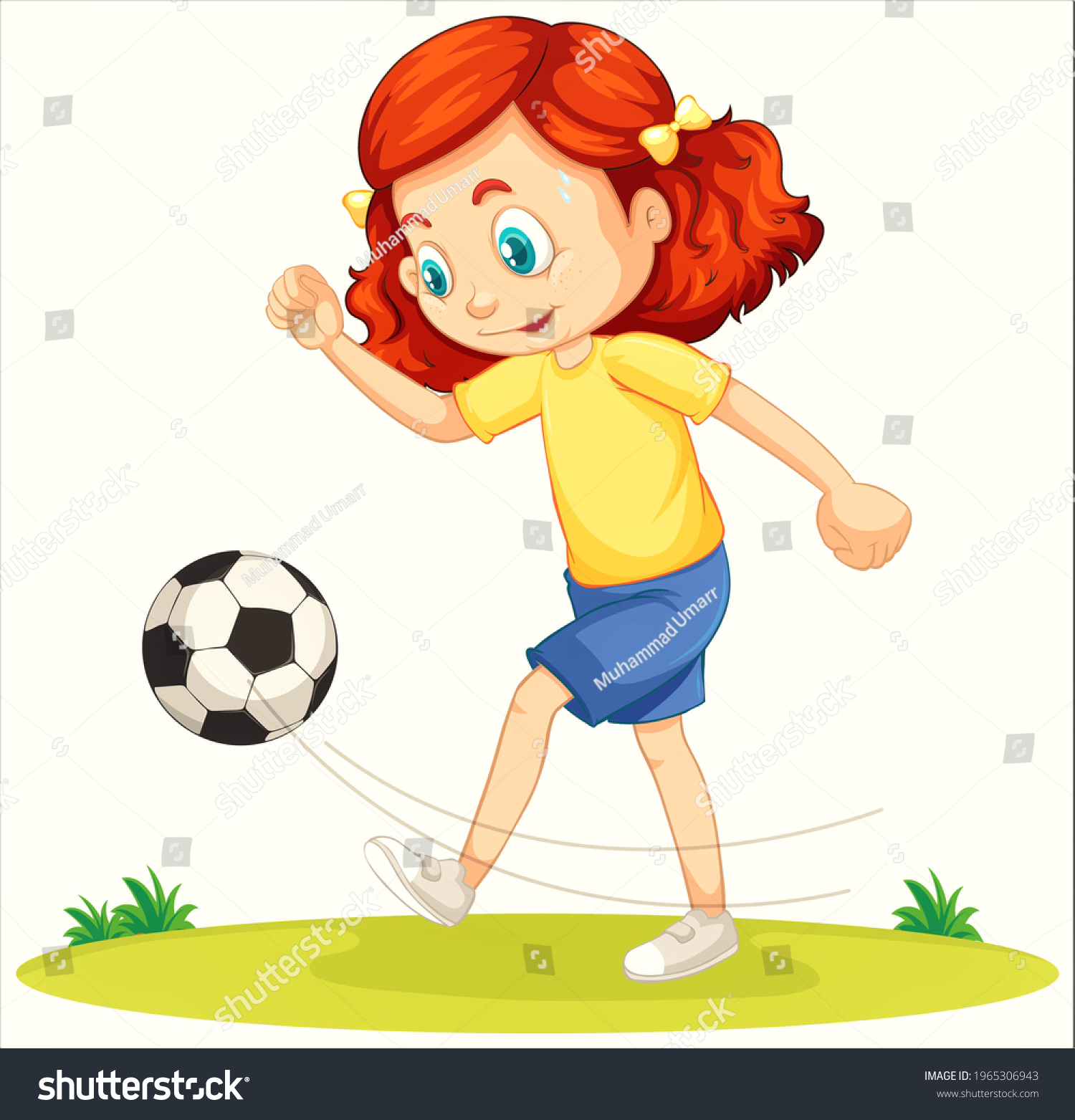 Stock Photo Best Cute Girl Playing Football Catroon Charactor Illustration 1965306943 