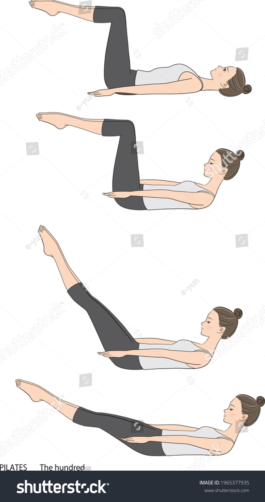 Pilates Sequence Vector Illustration Hundred Stock Vector (Royalty Free ...