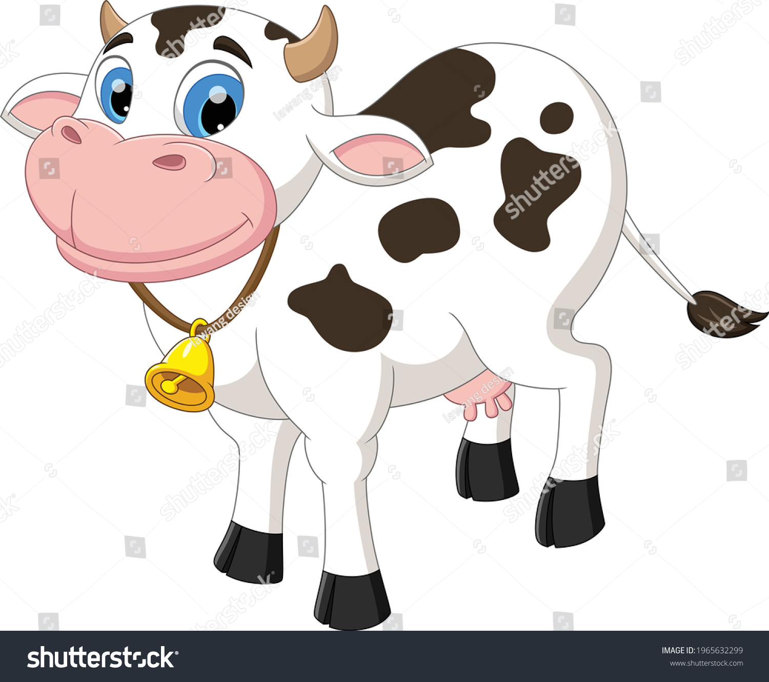 Cow Cartoon Smile On White Background Stock Vector (Royalty Free ...