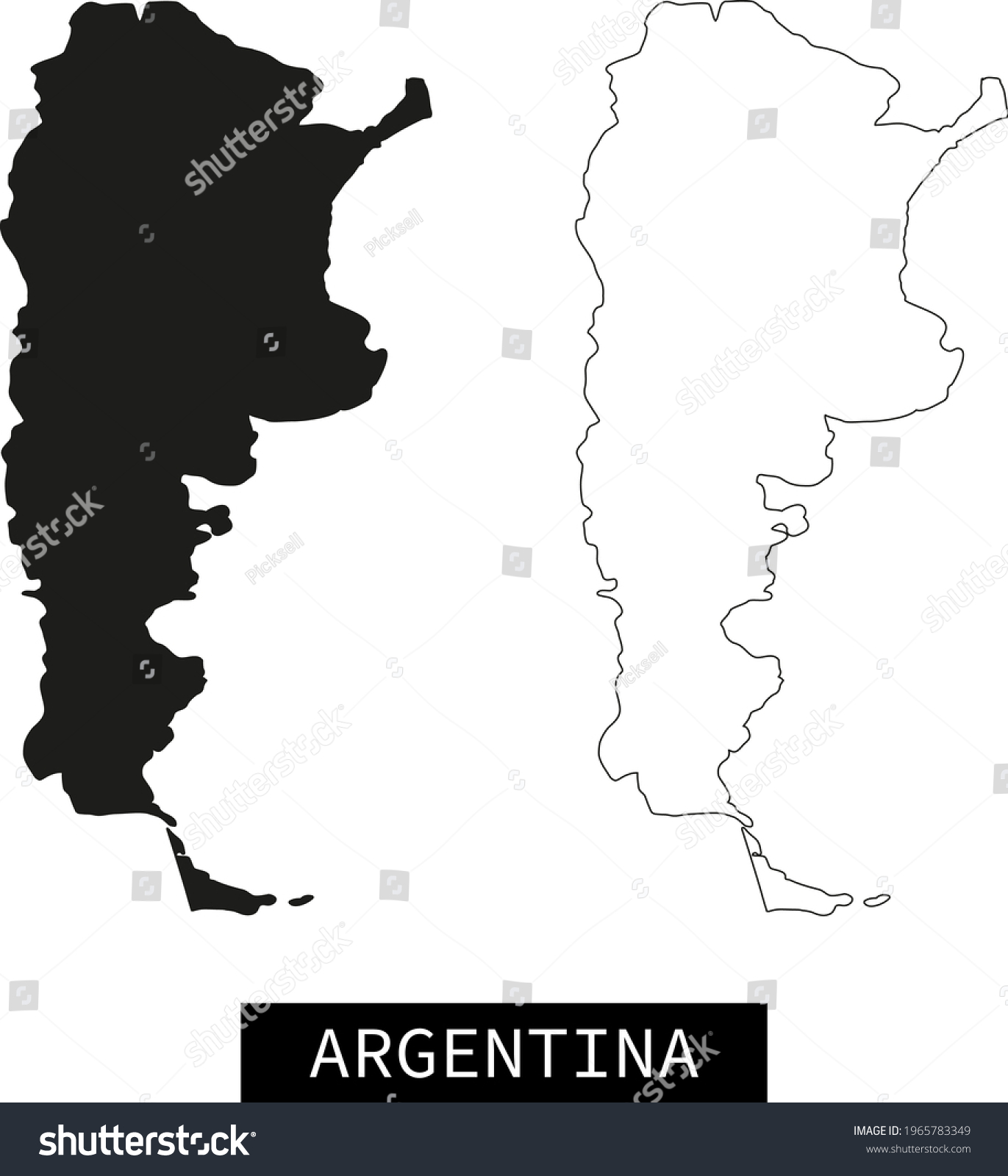 Black White Argentina Map Outline Vector Stock Vector (Royalty Free ...