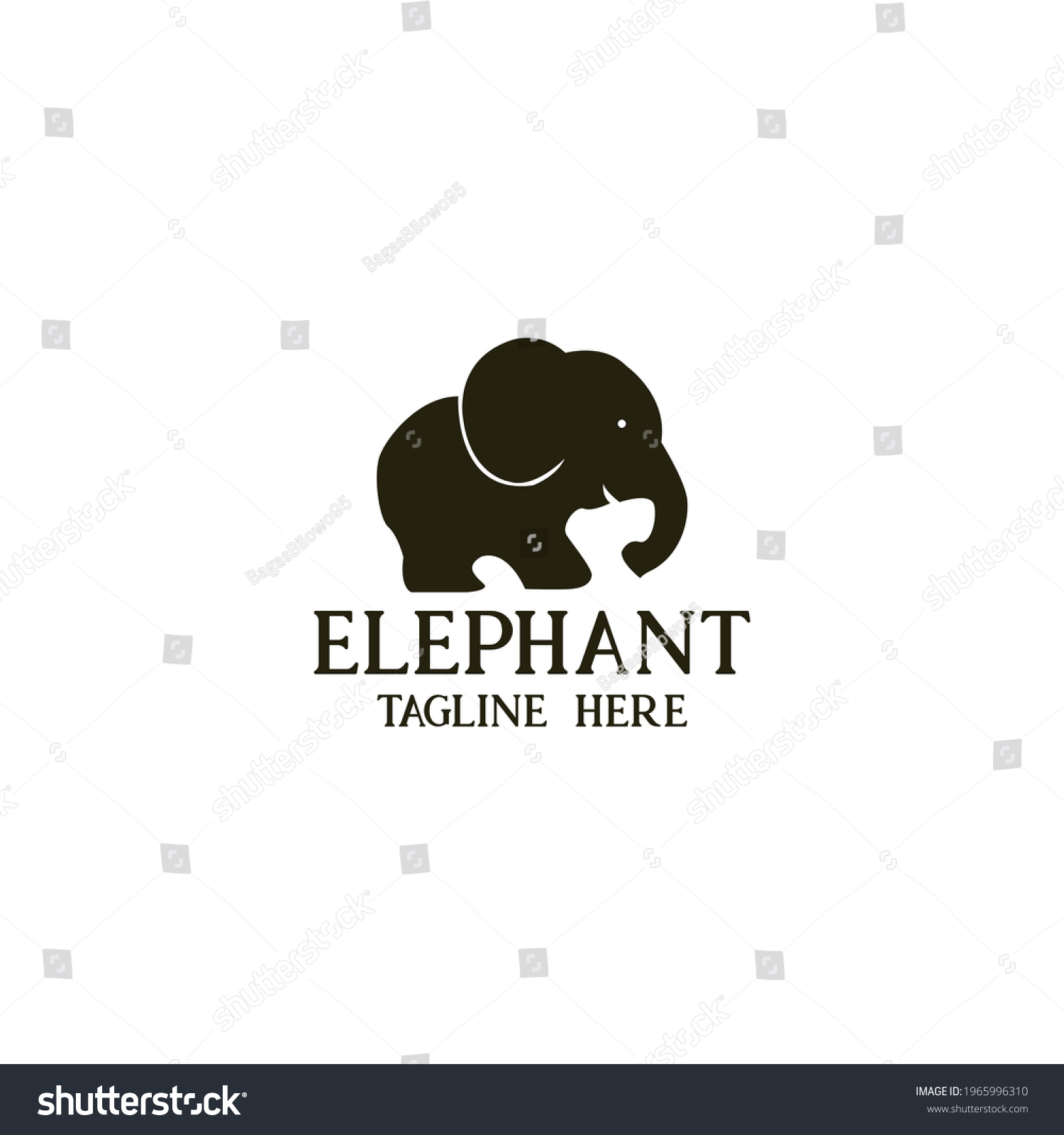 Elephant Design Logo Vector Silhouette Elephant Stock Vector (Royalty ...