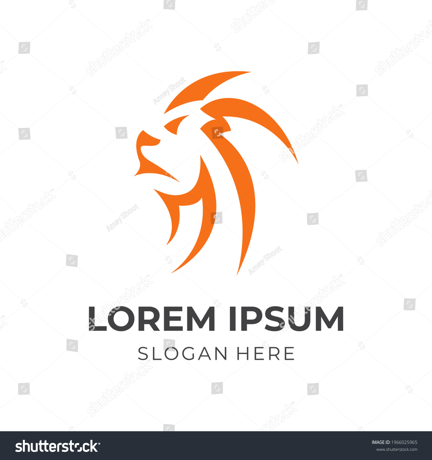 Lion Logo Design Flat Orange Color Stock Vector (Royalty Free ...