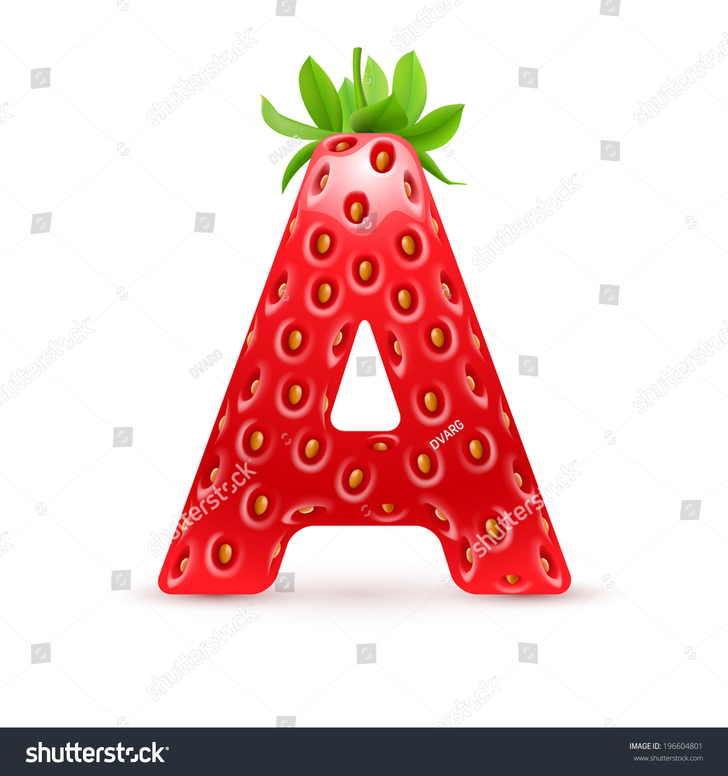 Letter Strawberry Style Green Leaves Stock Vector (Royalty Free ...