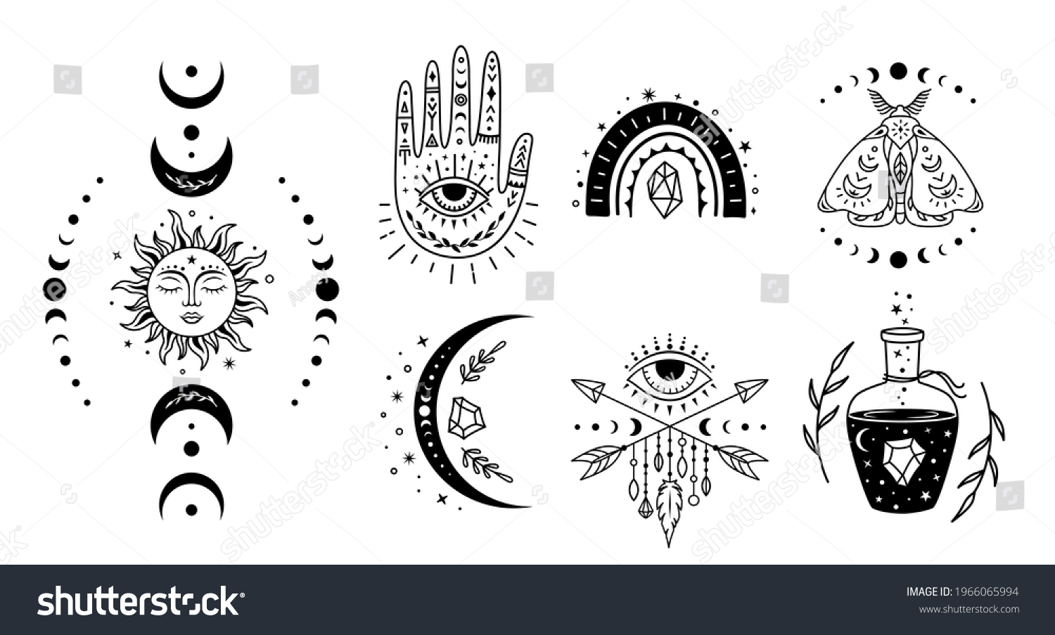 Mystical Witchcraft Symbol Set Vector Boho Stock Vector (Royalty Free ...