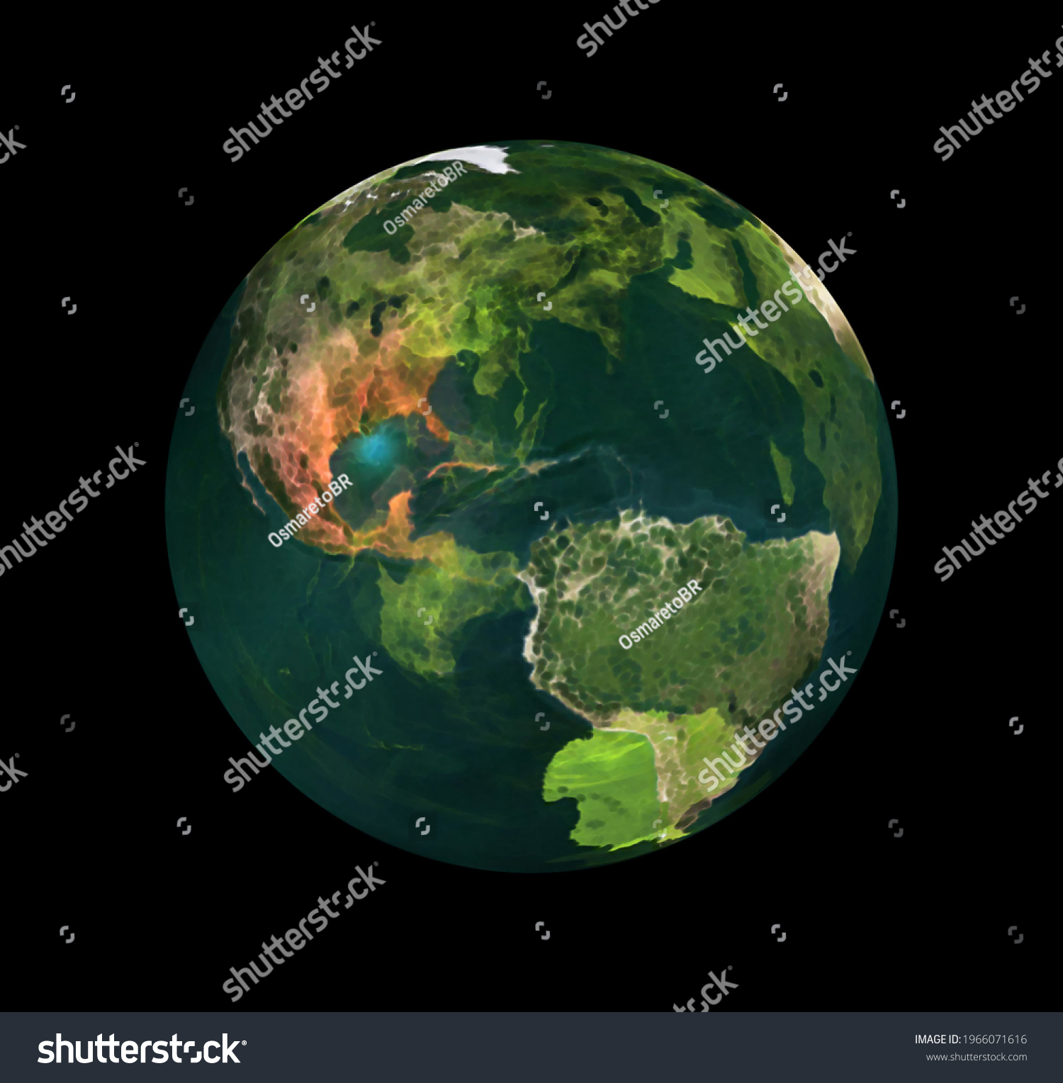 3d Illustration Textured World Map Translucent Stock Illustration ...