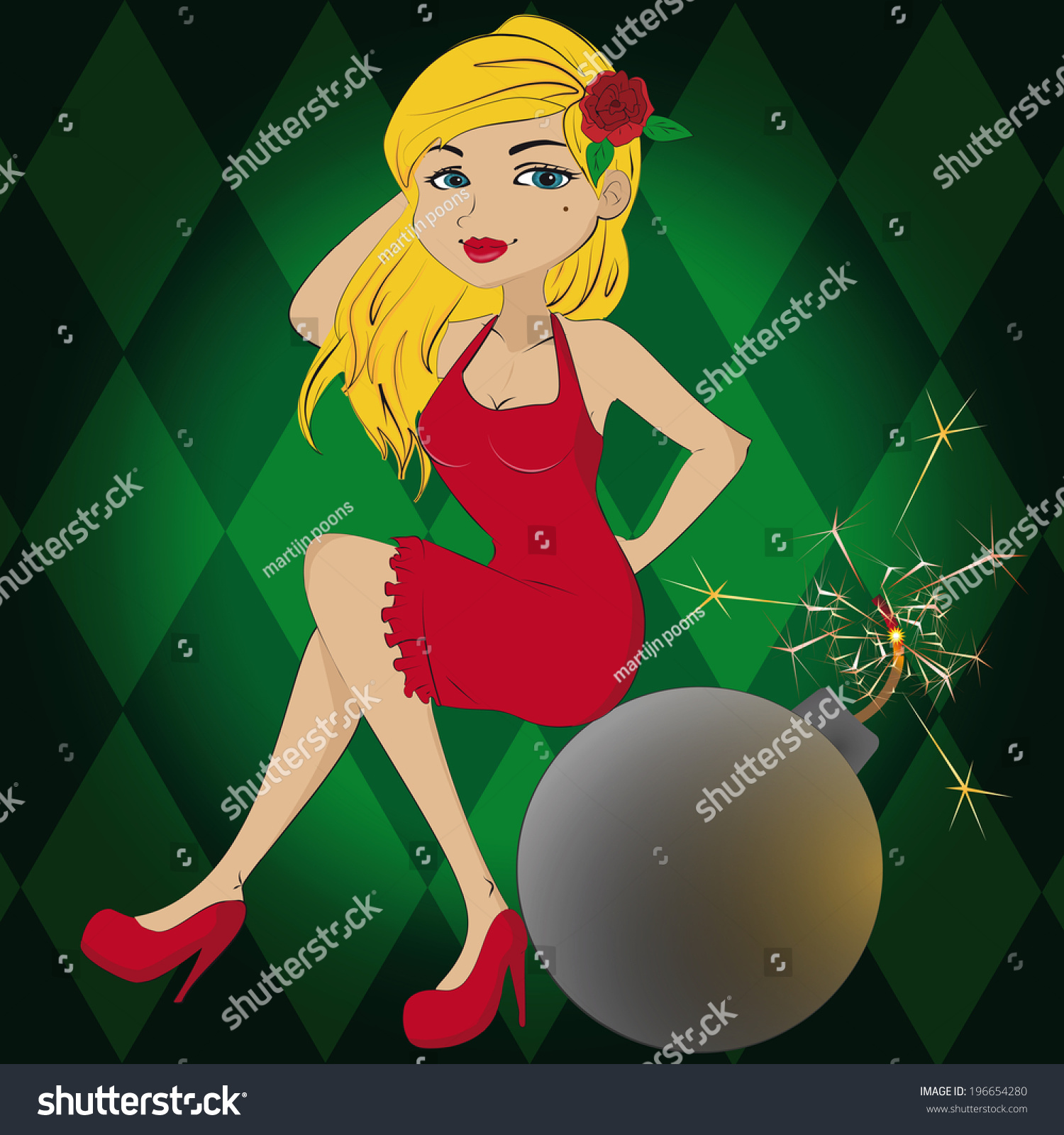 Sexy Pin Girl Sitting On Bomb Stock Vector Royalty Free 196654280 Shutterstock 