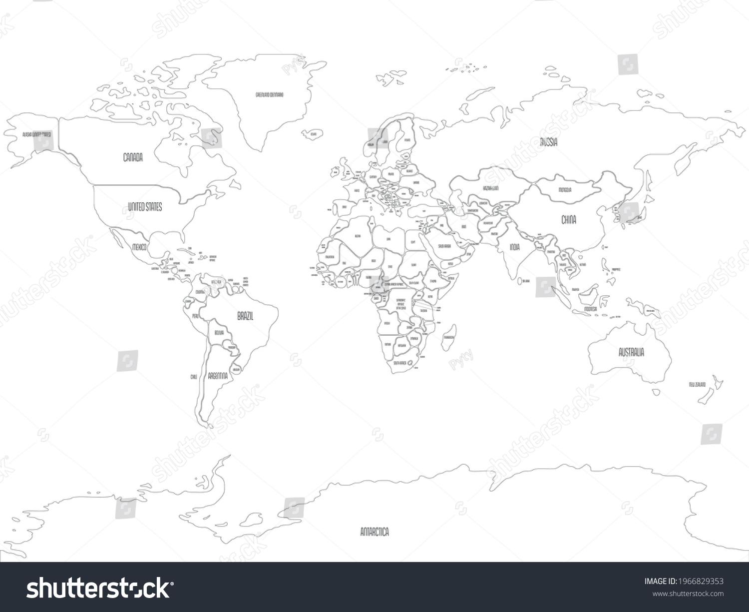 Simplified Smooth Border World Map Stock Vector (Royalty Free ...