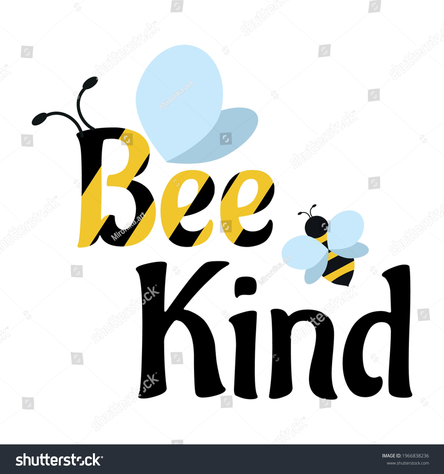 Bee Kind Design Cute Bee Effect Stock Vector (Royalty Free) 1966838236 ...