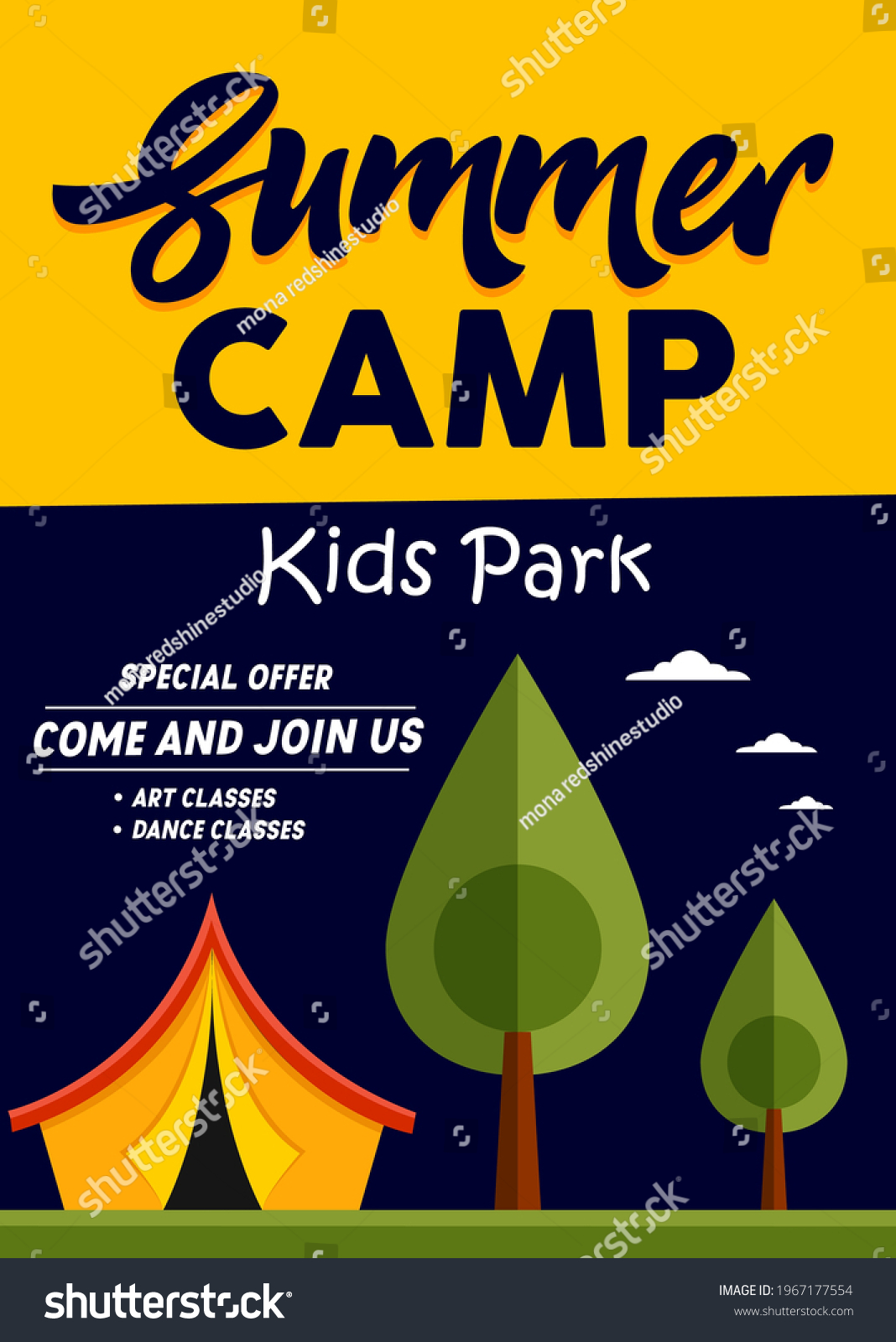 Kids Summer Camp Background Education Vector Stock Vector (Royalty Free ...