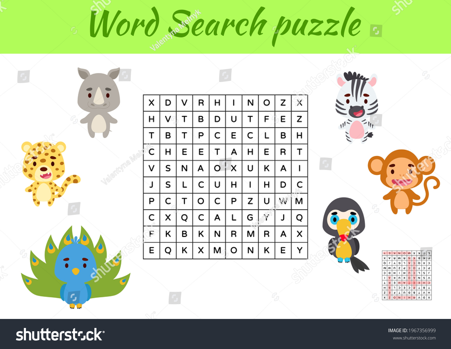 Game Template Word Search Puzzle Animals Stock Vector (Royalty Free ...