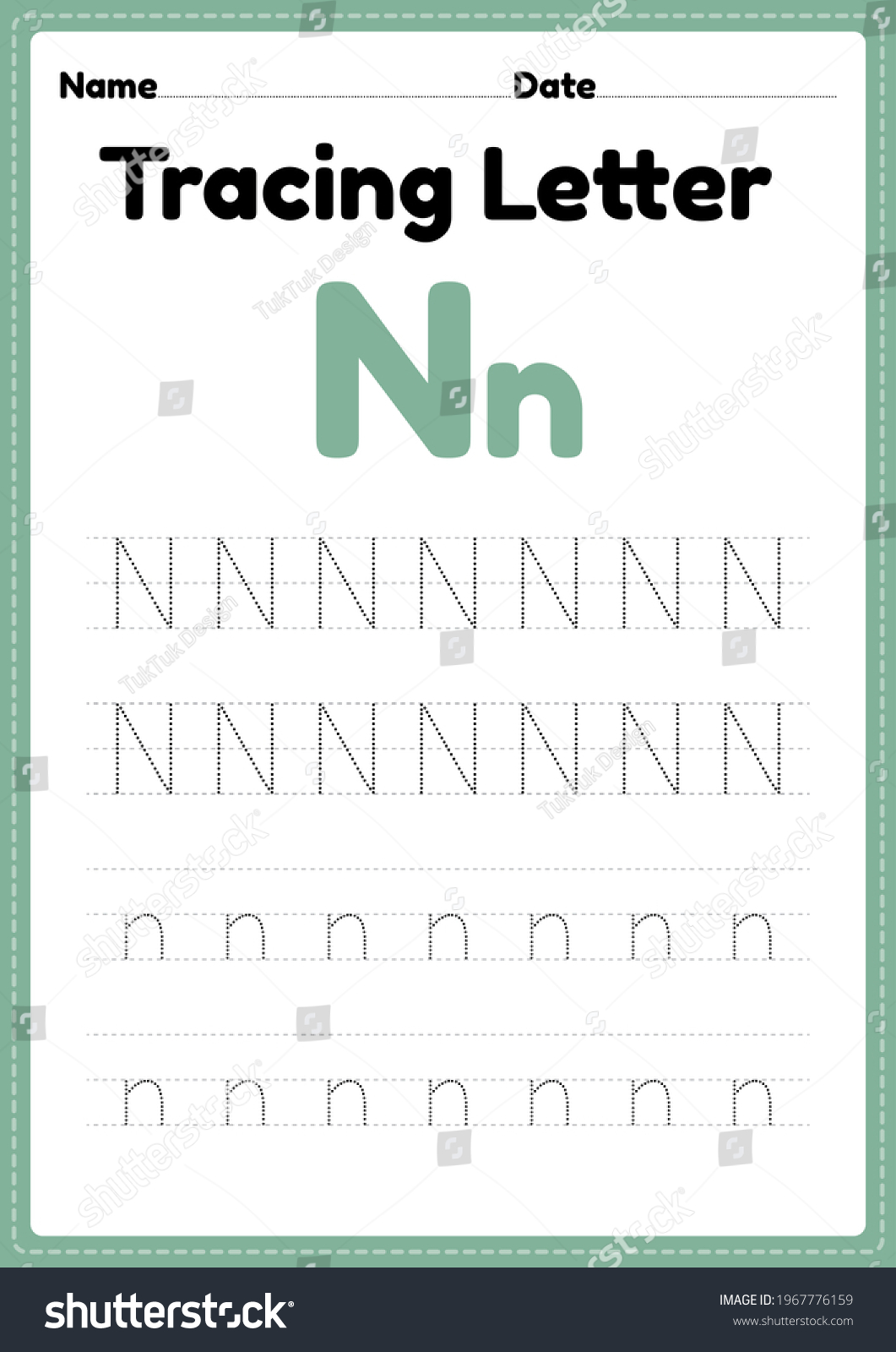tracing letter n