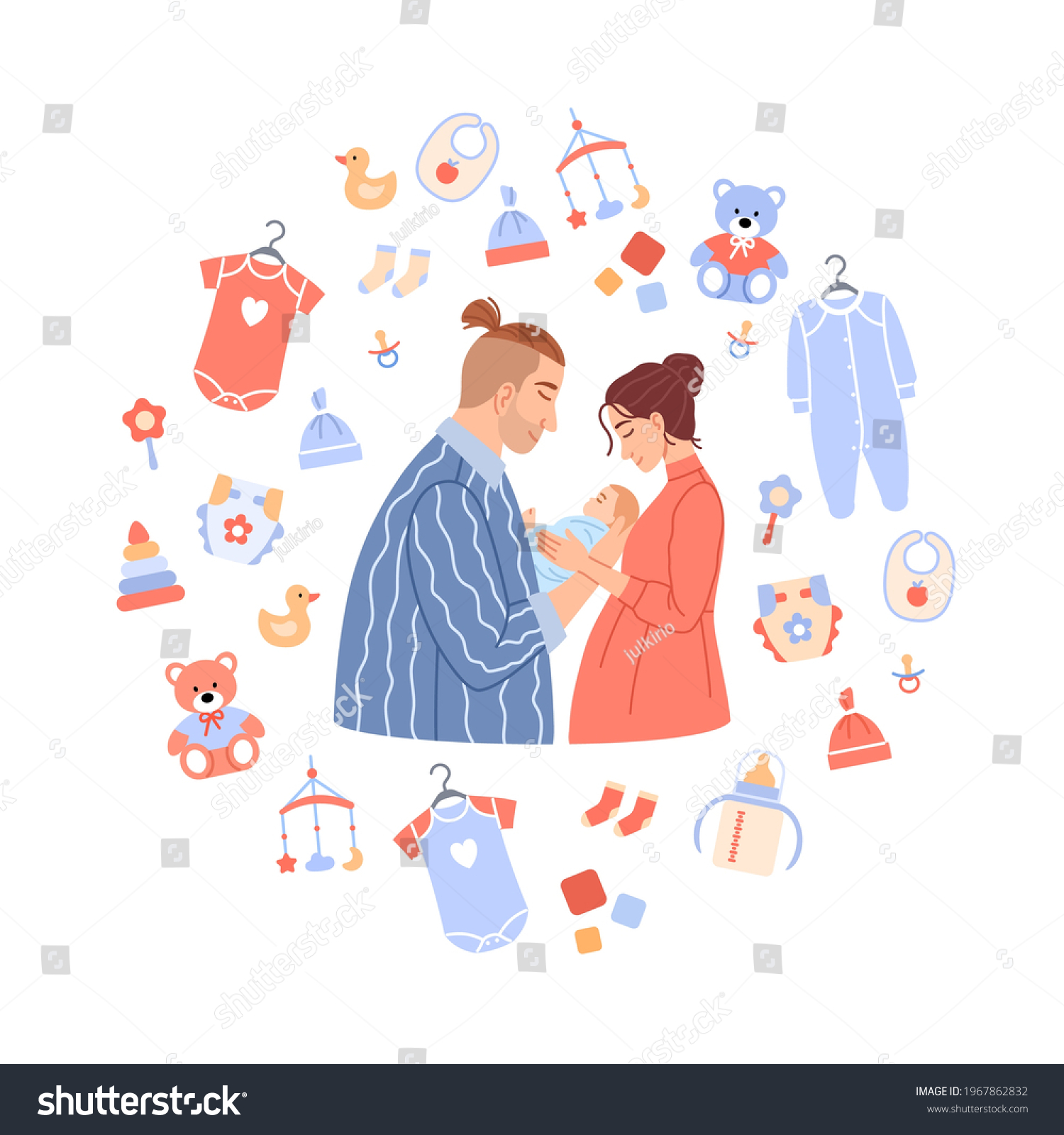 Happy Family Portrait On Baby Background Stock Vector Royalty Free Happy Family Portrait On Baby Background Stock Vector Royalty Free