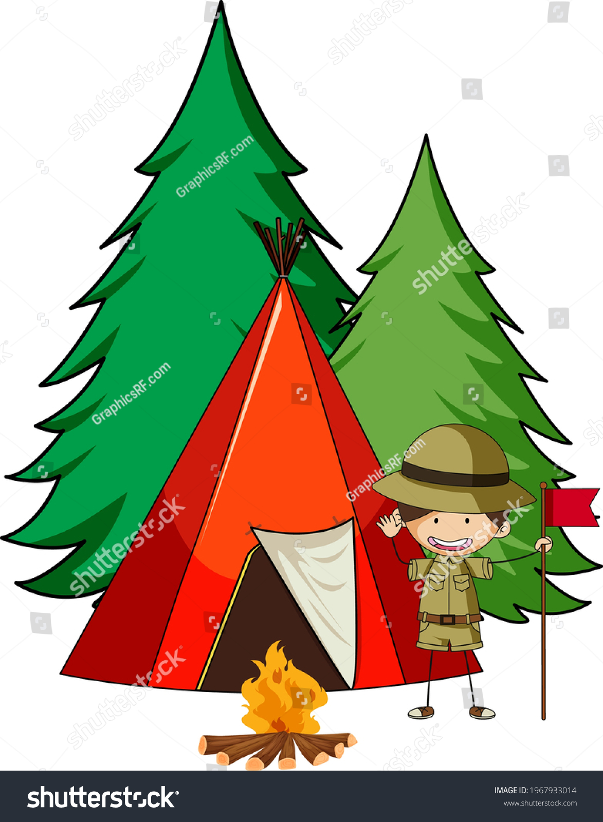 Camping Tent Doodle Kids Cartoon Character Stock Vector (Royalty Free ...