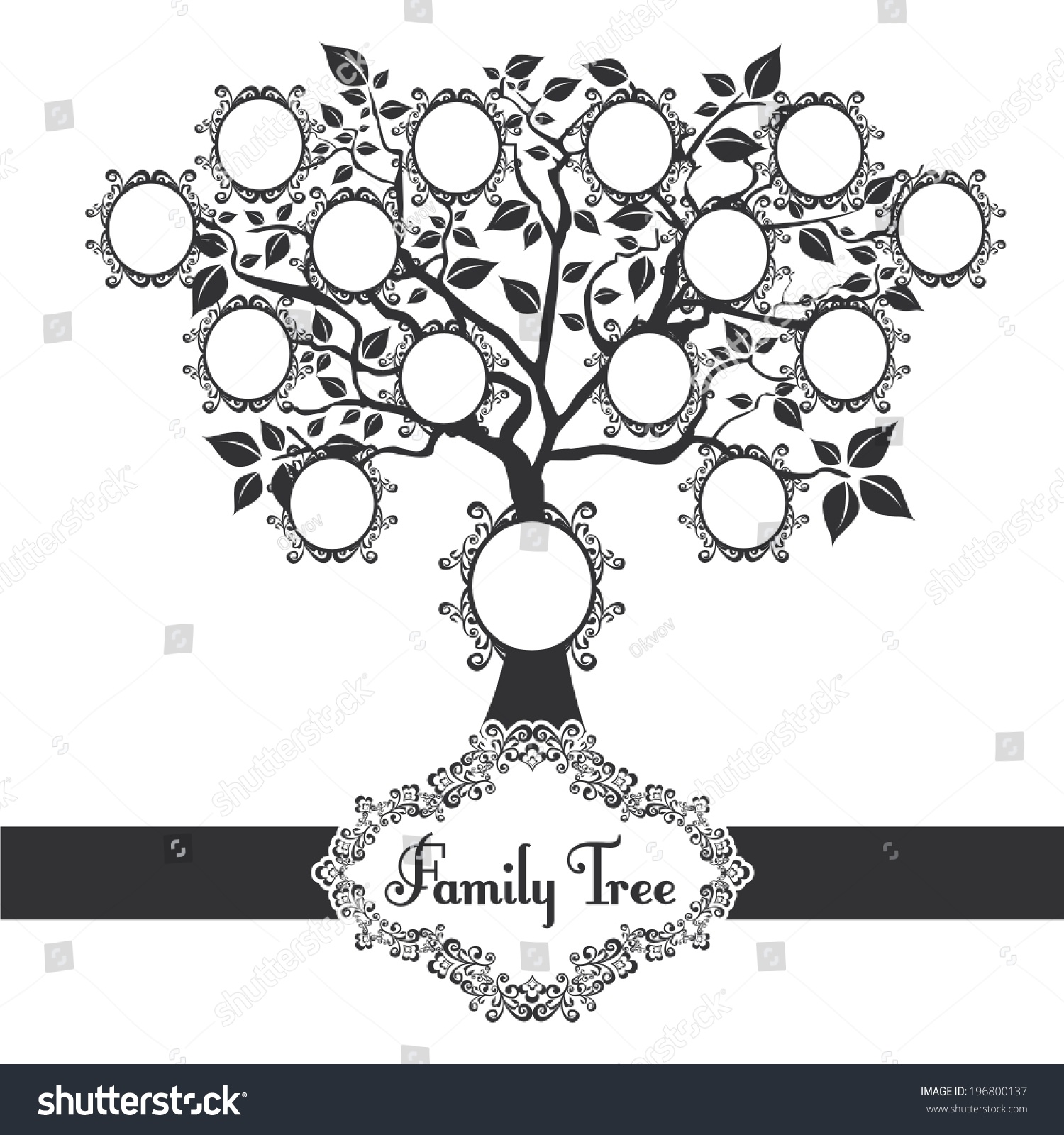 Родословное дерево черно белое