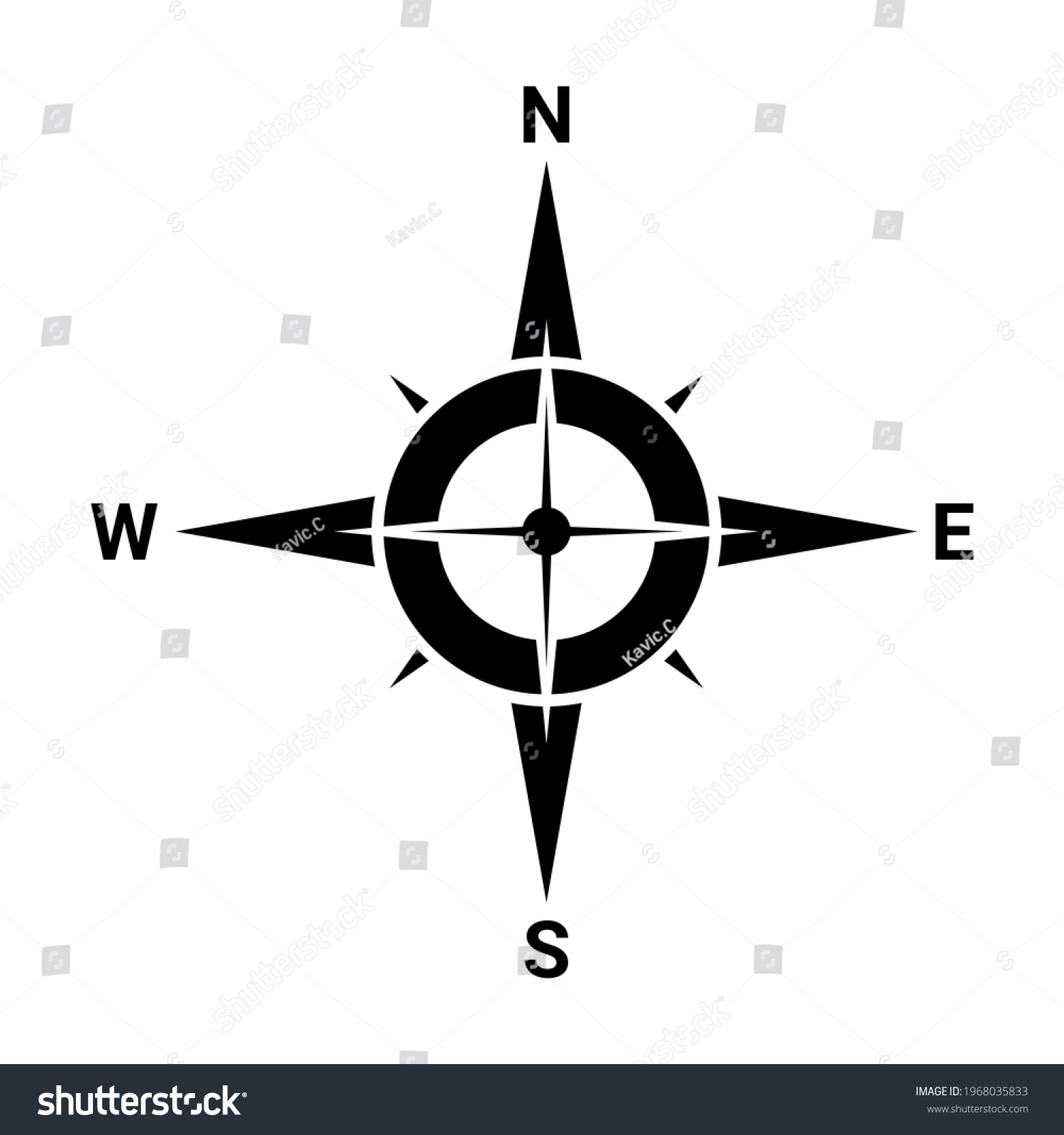 Flat Compass Direction Map North Symbol Stock Vector (Royalty Free ...