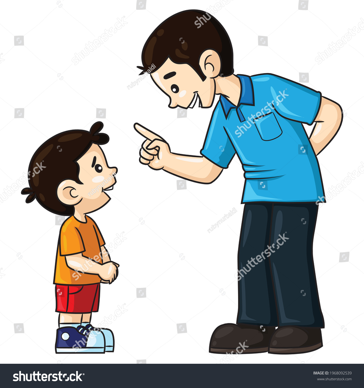 Illustration Cartoon Cute Father Advising His Stock Vector (Royalty ...