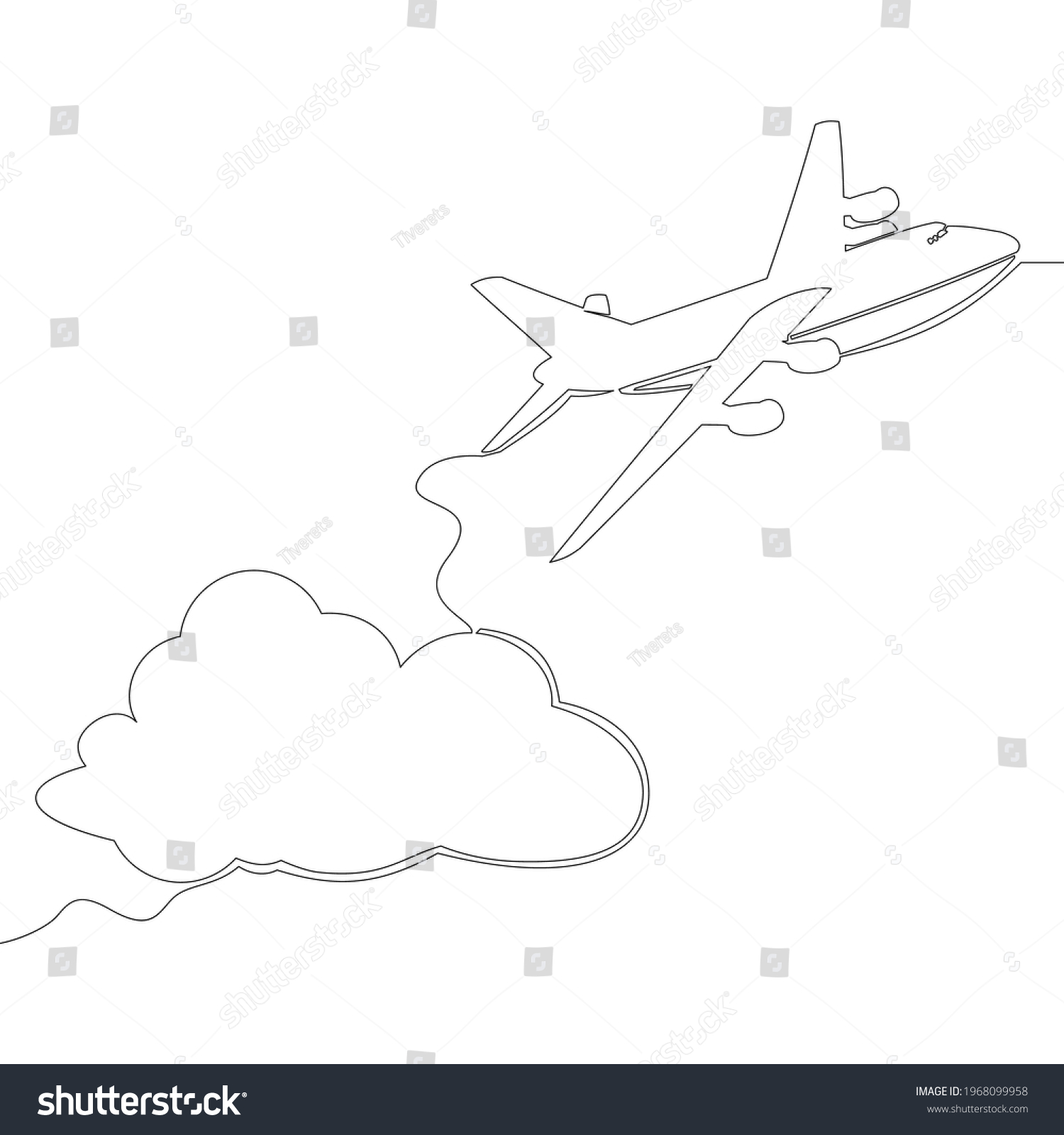 Continuous One Single Line Drawing Flying Stock Vector (Royalty Free ...