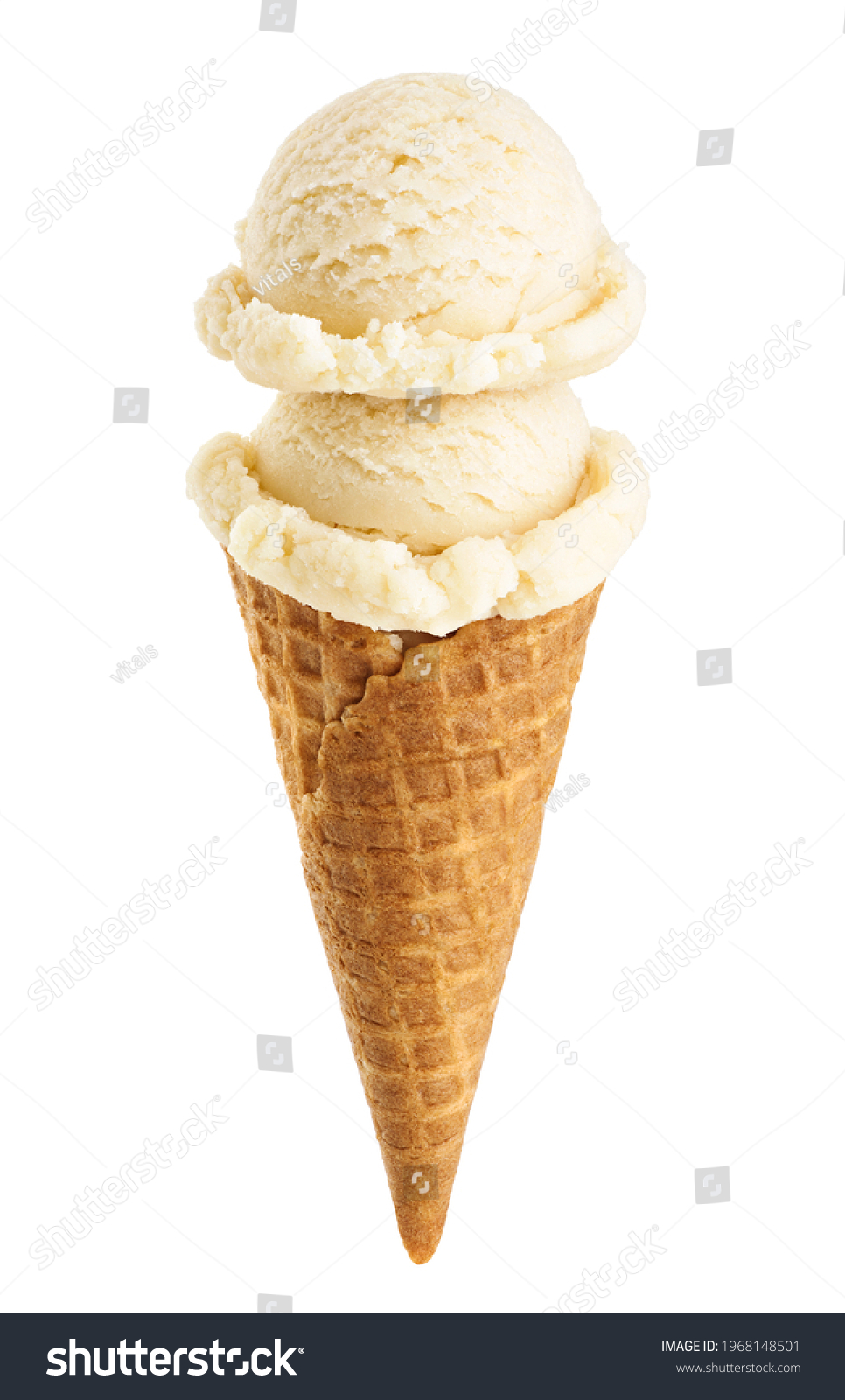 Vanilla Double Scoop Ice Cream Isolated Stock Photo 1968148501 ...