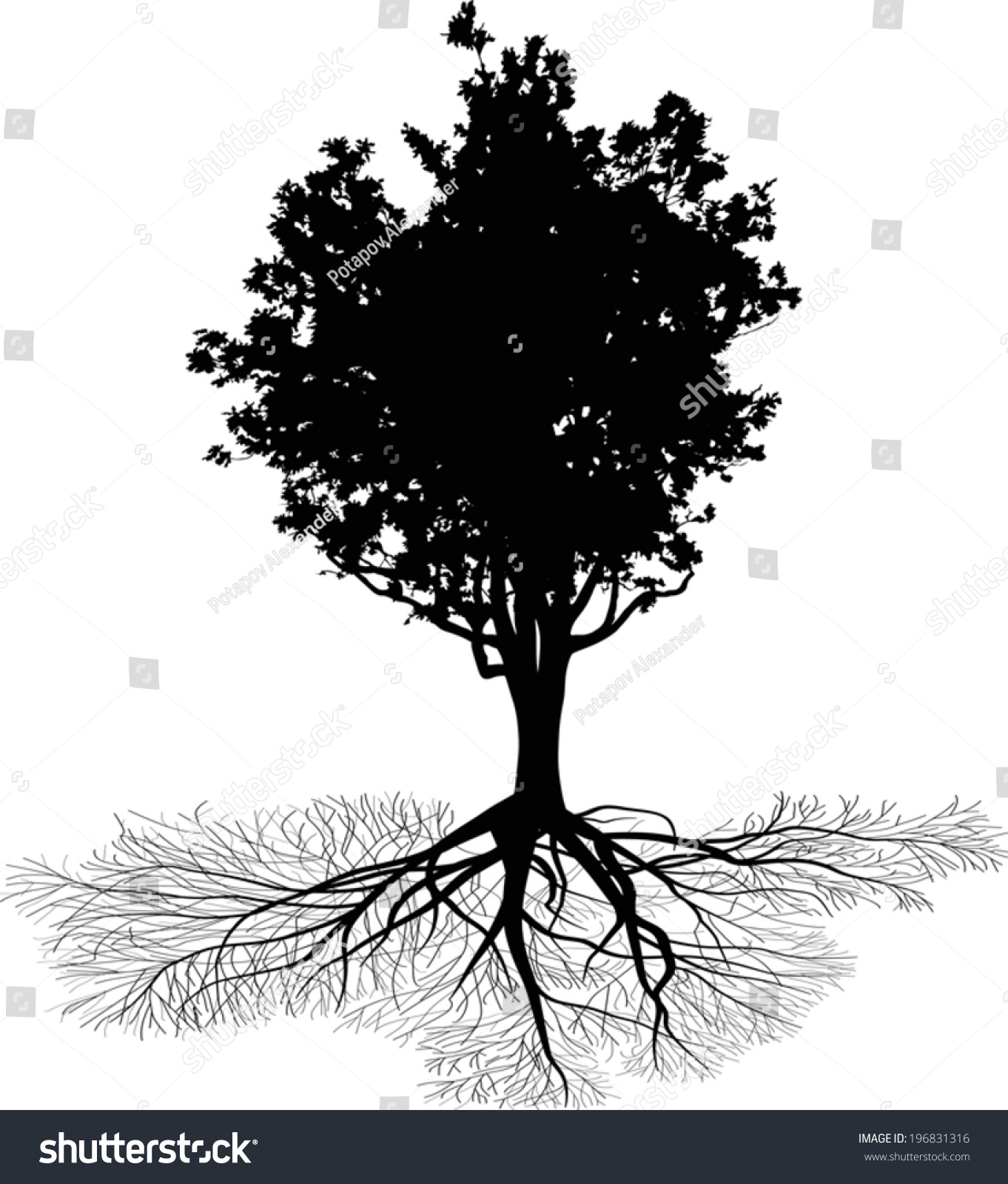 Illustration Tree Silhouette Isolated On White Stock Vector (Royalty ...