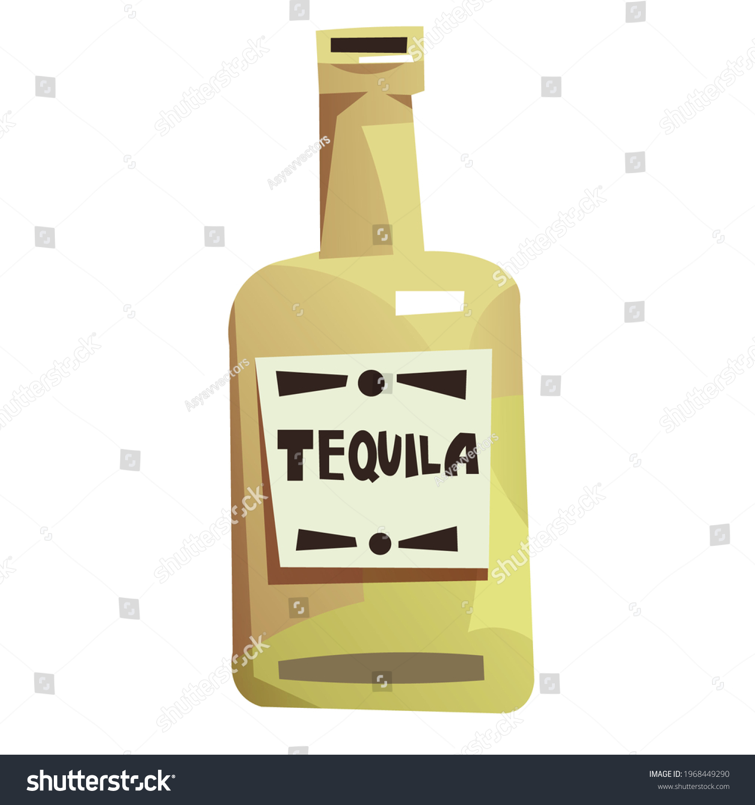 Tequila Bottle Stylised Cartoon Clipart Stock Illustration 1968449290 ...