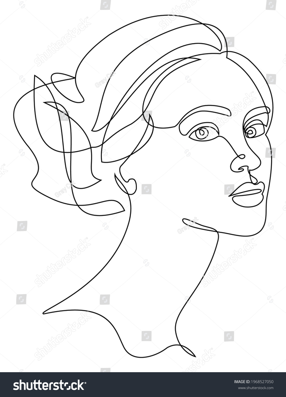 Silhouettes Girls Head Woman Face Modern Stock Vector (Royalty Free ...