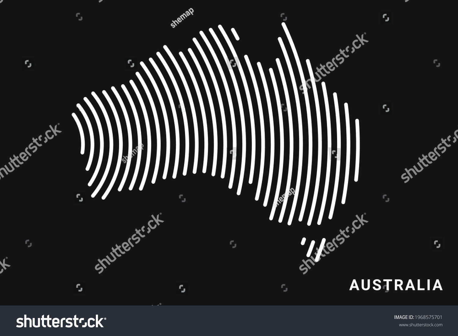 Vector Stylized Australia Map Simple Striped Stock Vector (Royalty Free ...