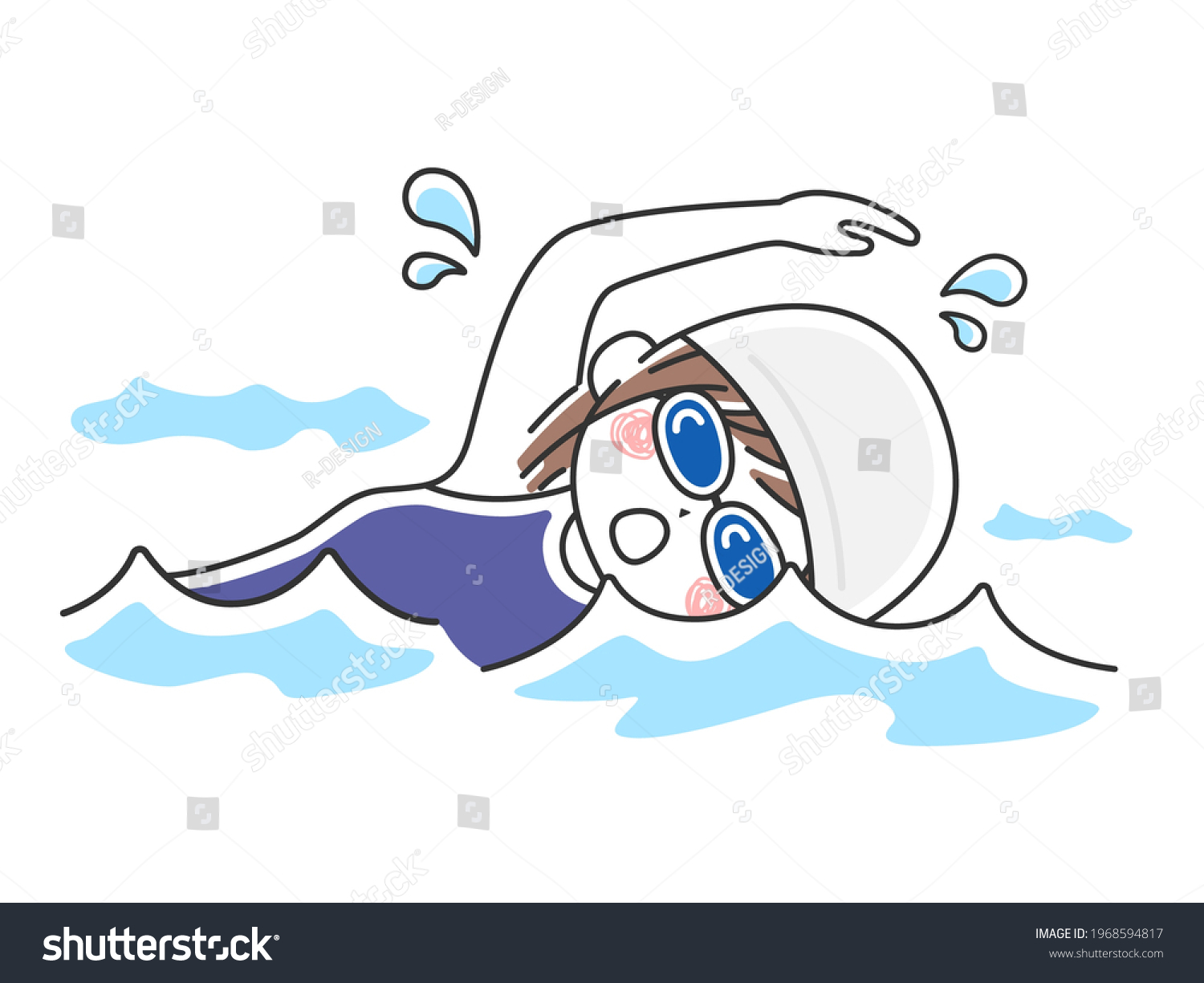 Illustration Woman Swimming Pool Stock Vector (Royalty Free) 1968594817 ...