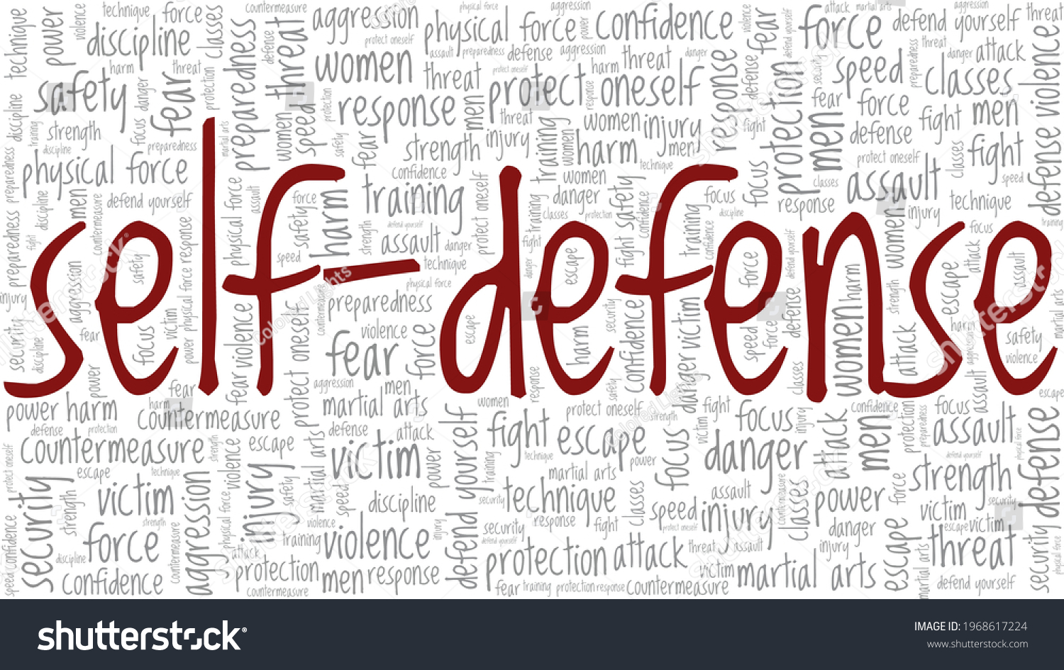 Selfdefense Vector Illustration Word Cloud Isolated Stock Vector 