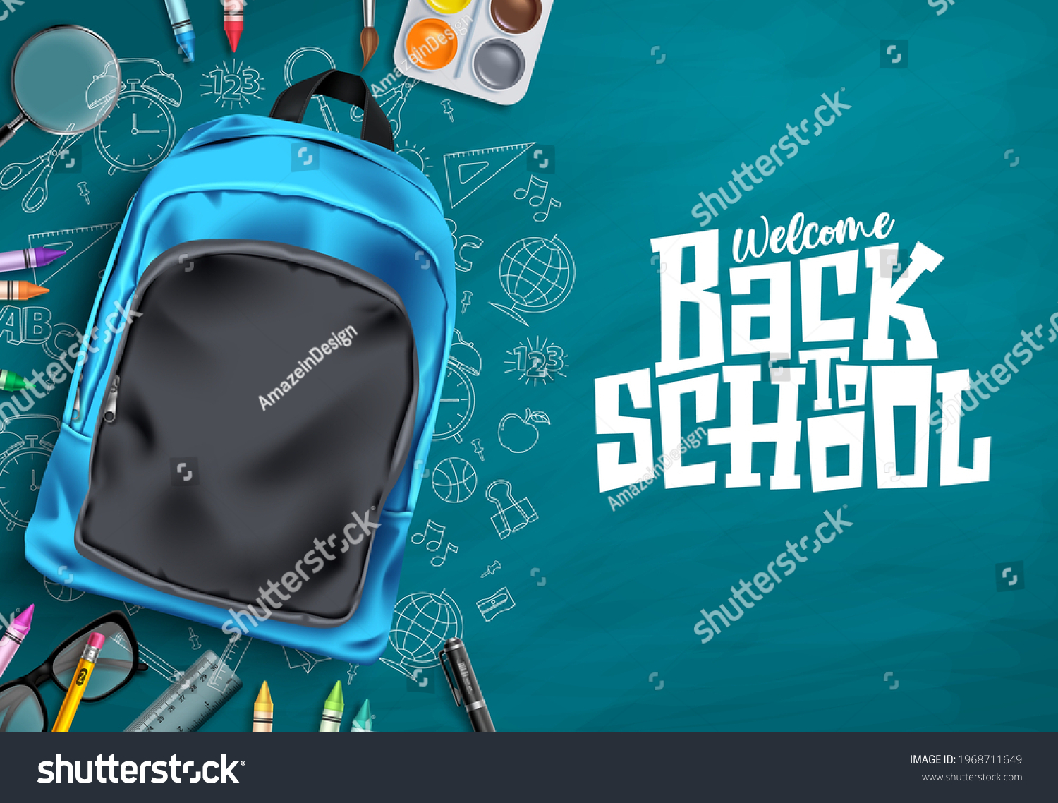 Back School Vector Template Design Welcome Stock Vector (Royalty Free ...