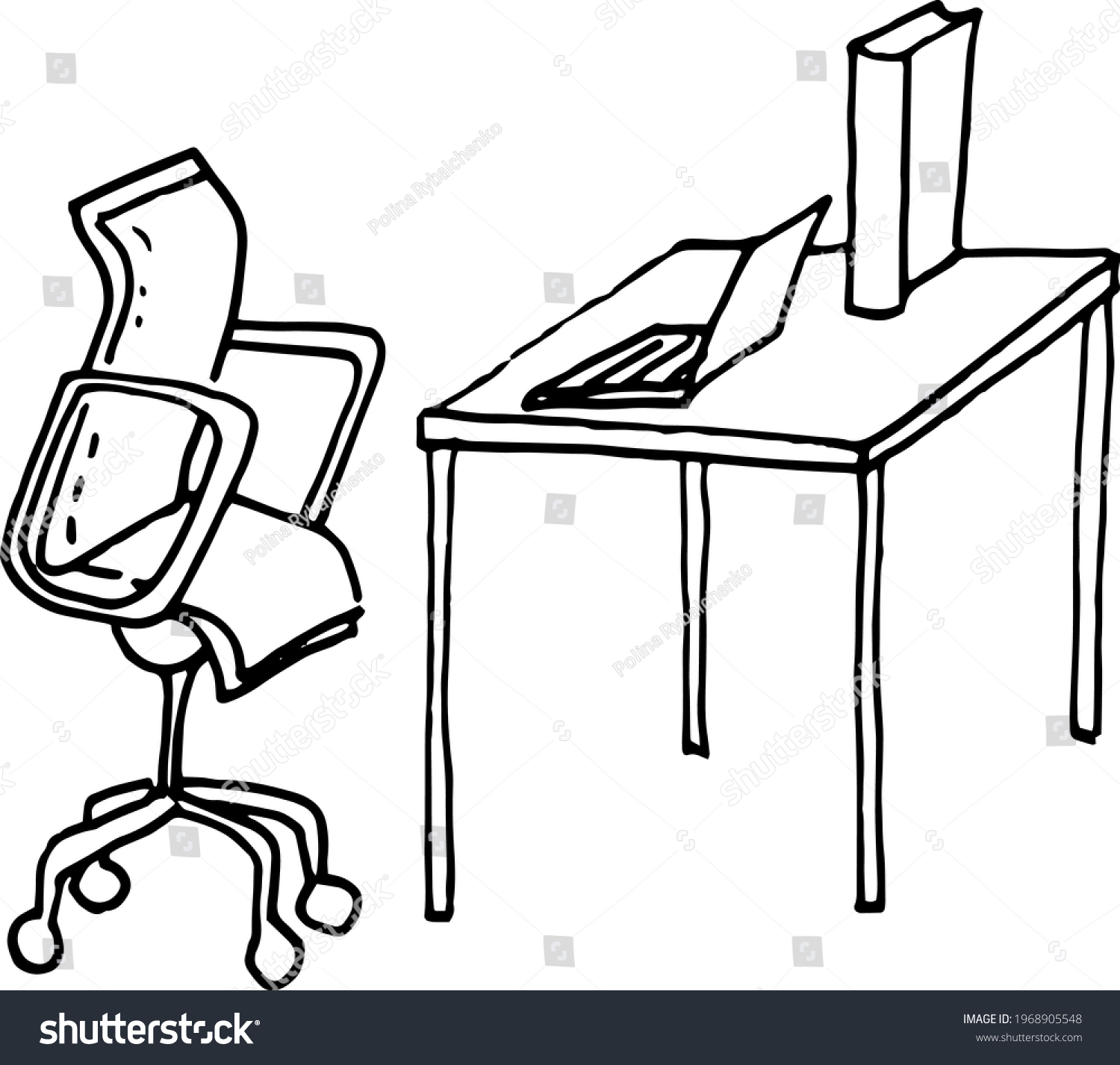 Doodles Table Chair Office Work Home Stock Vector (Royalty Free ...