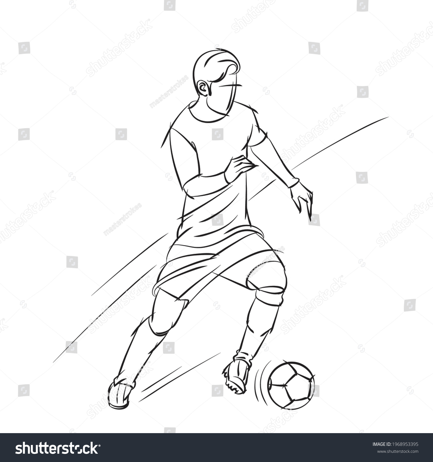 Football Player Line Drawing Vector Illustration Stock Vector (Royalty ...