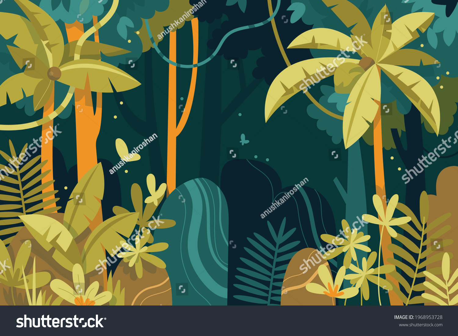 Cartoon Jungle Animation Background Stock Vector (Royalty Free ...