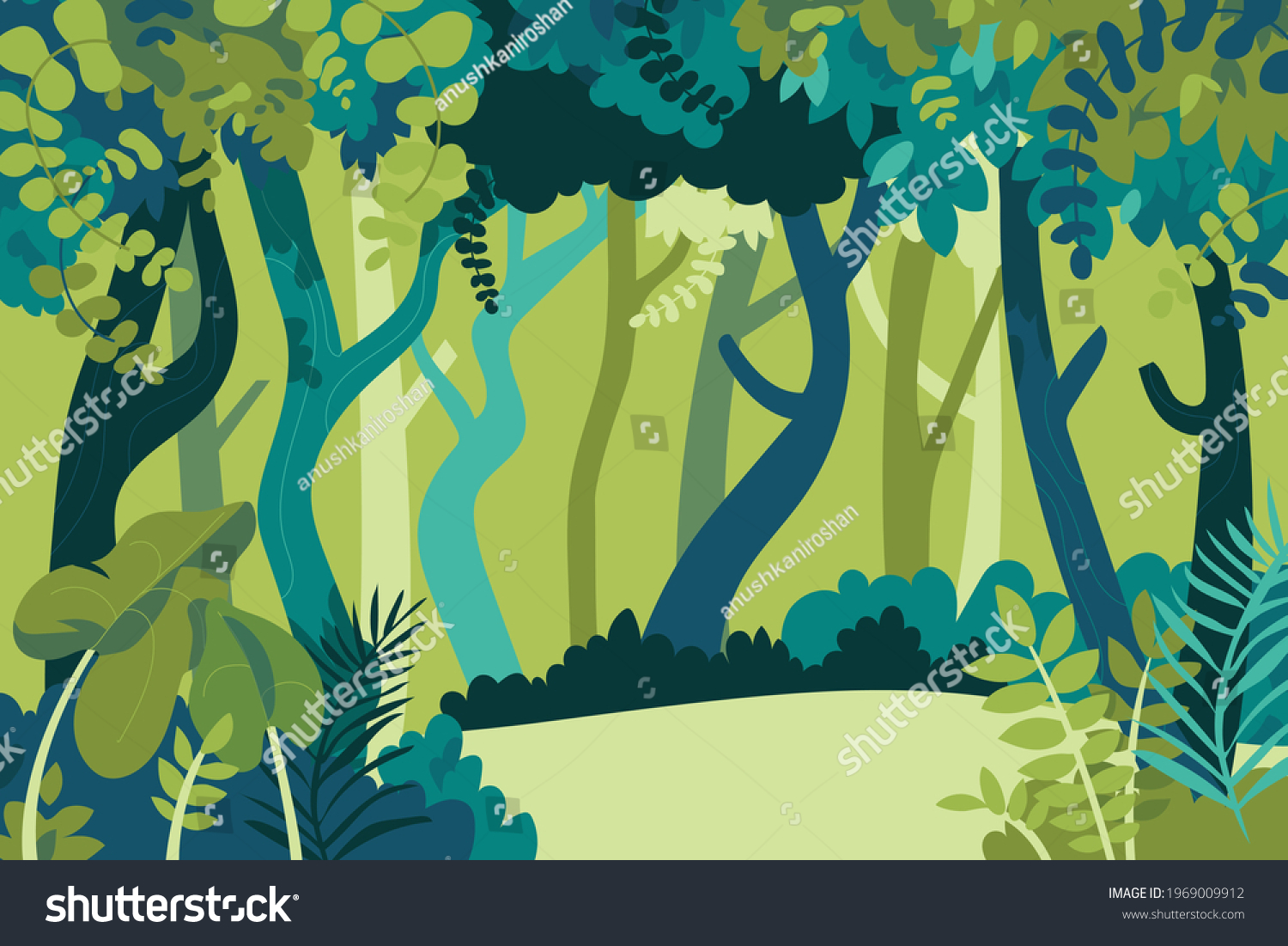 Cartoon Jungle Animation Background Green Stock Vector (Royalty Free ...