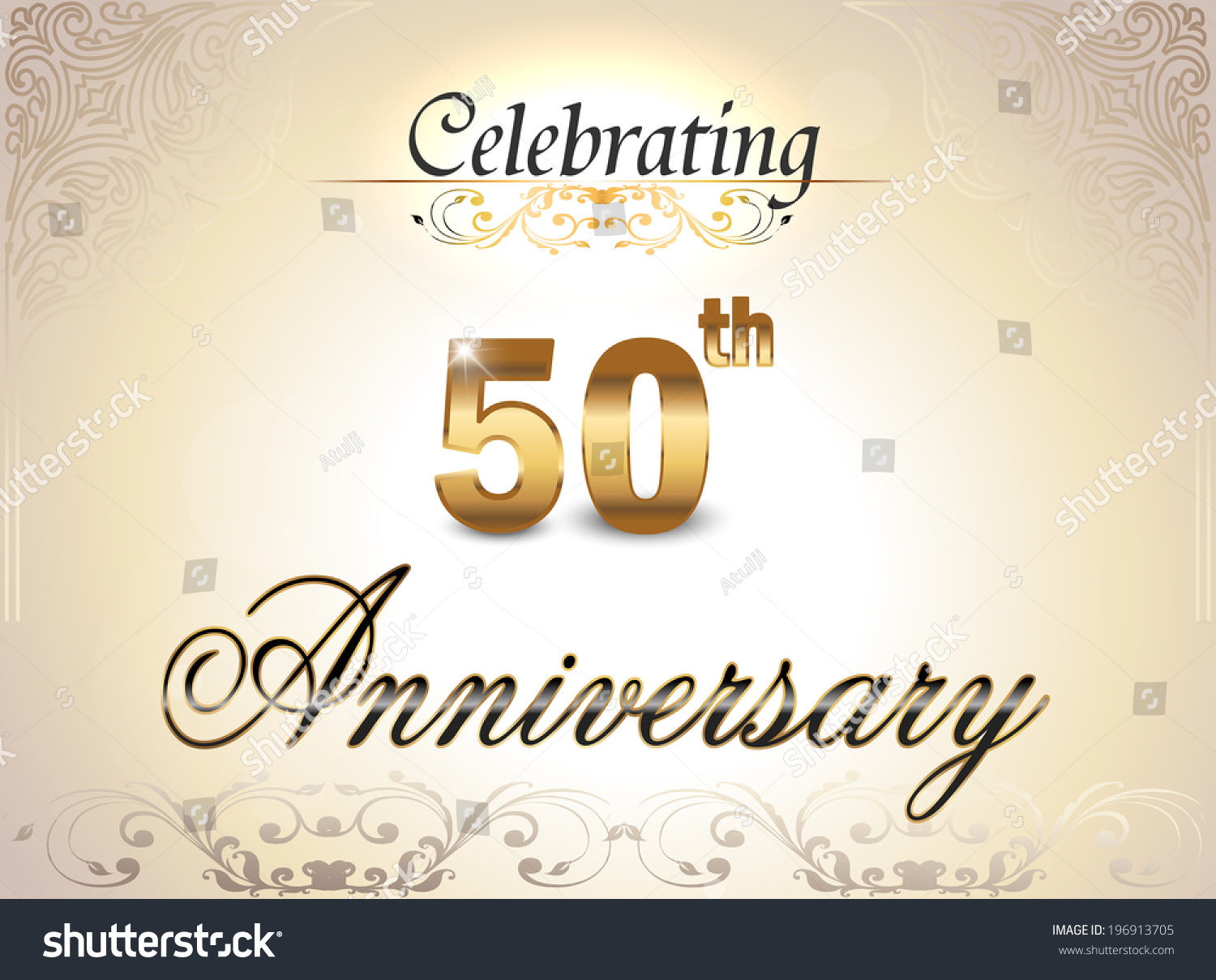 50 Year Anniversary Golden Label 50th Stock Vector (Royalty Free ...