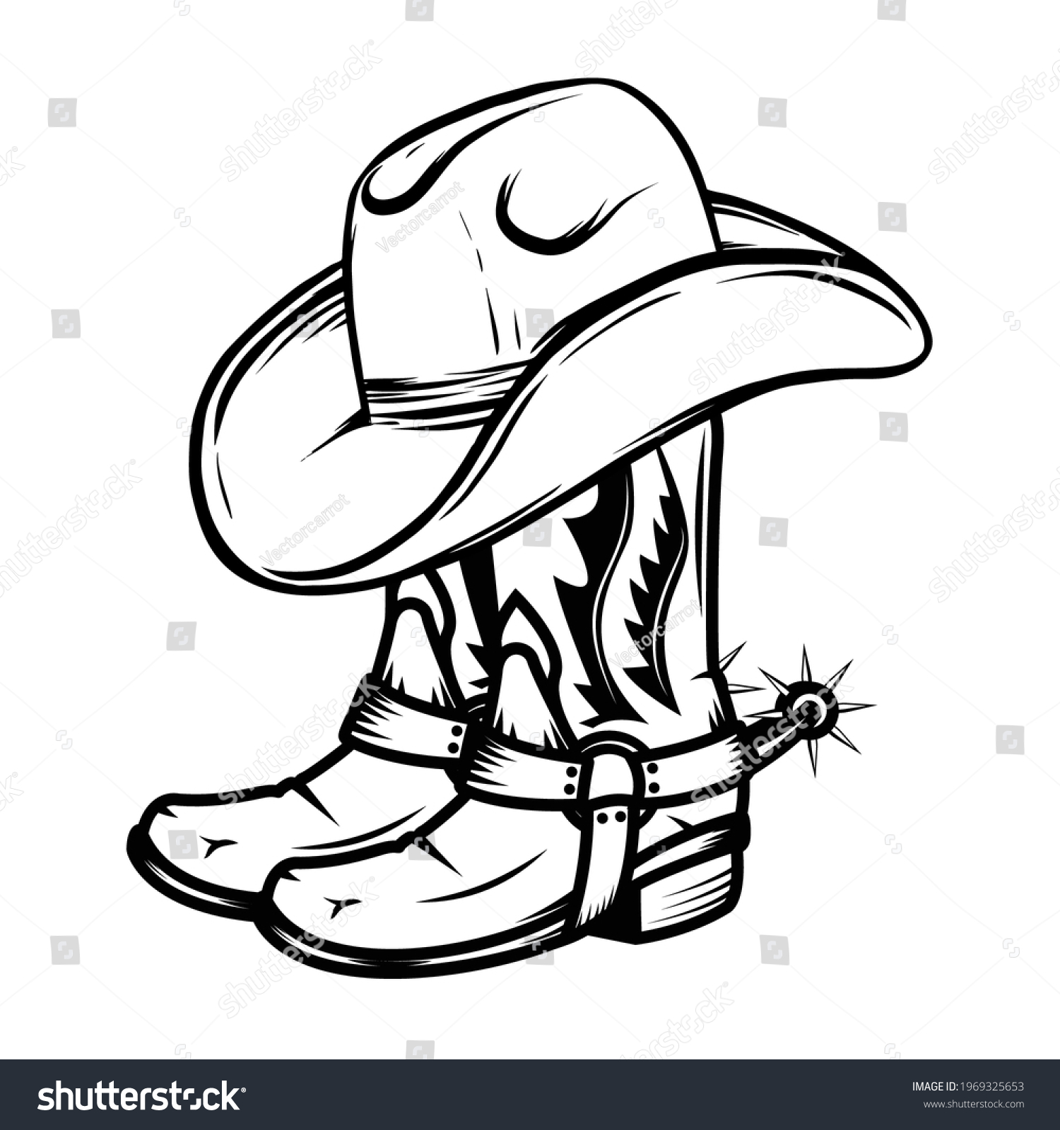 Illustration Cowboy Hat Cowboy Boots Vintage Stock Vector (Royalty Free ...