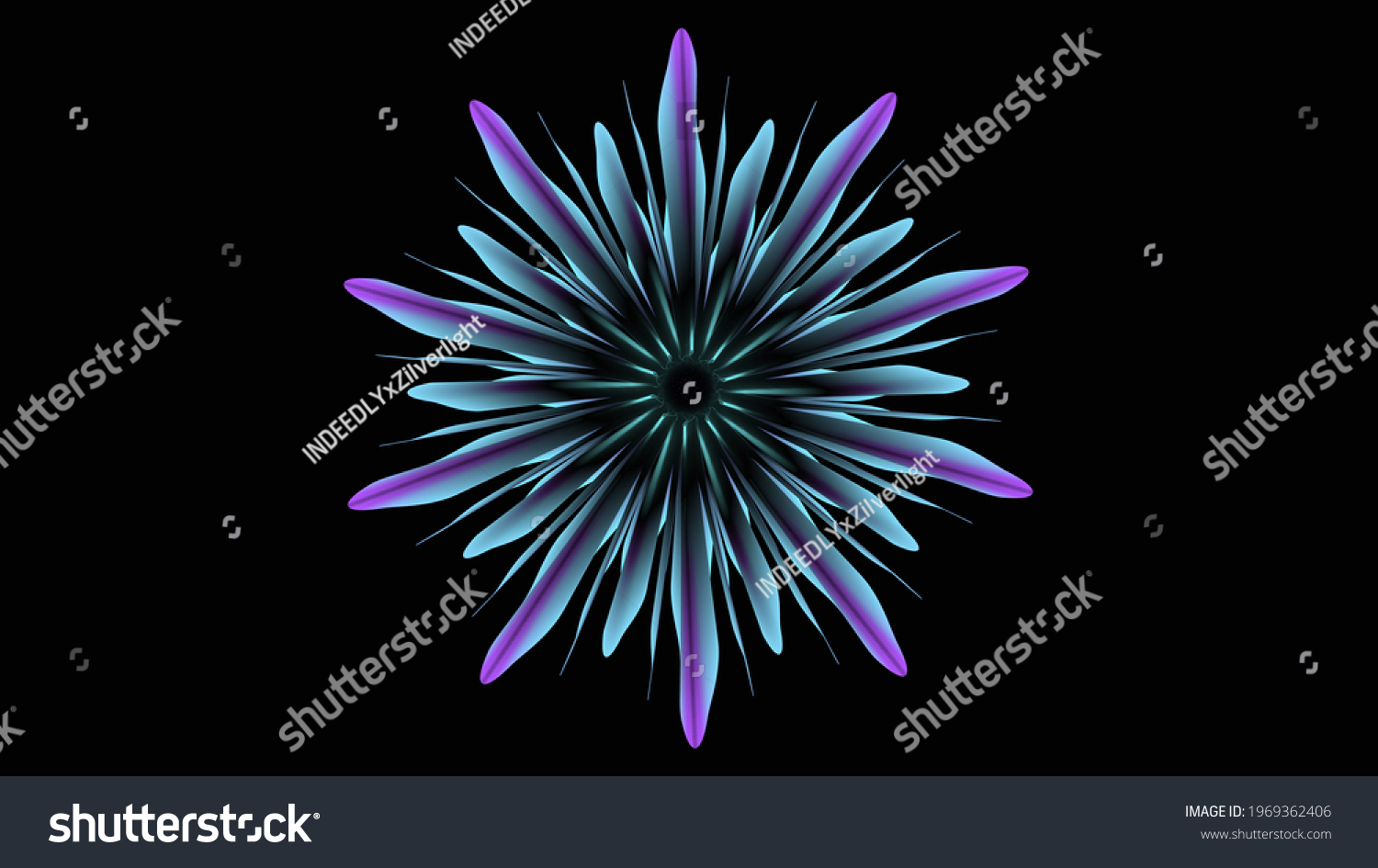 Purple Blue Abstract Neon Flower Art Stock Illustration 1969362406 ...