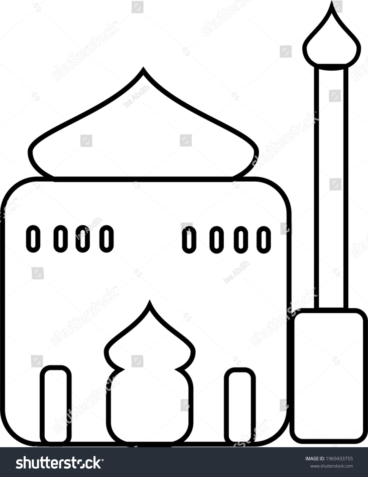 Mosque Vector Black Outline White Background Stock Vector (Royalty Free ...