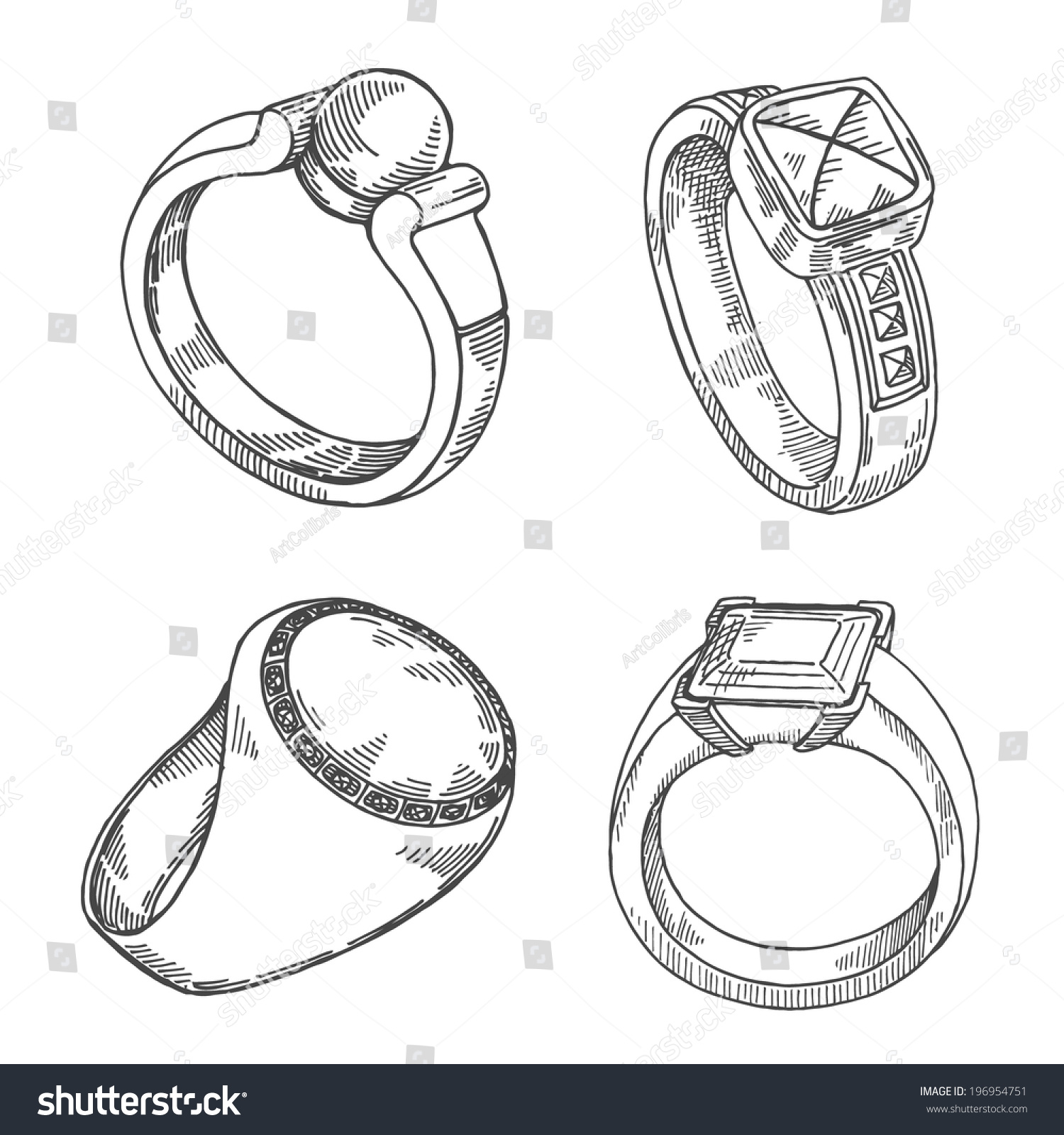 Эскиз кольца с камнем
