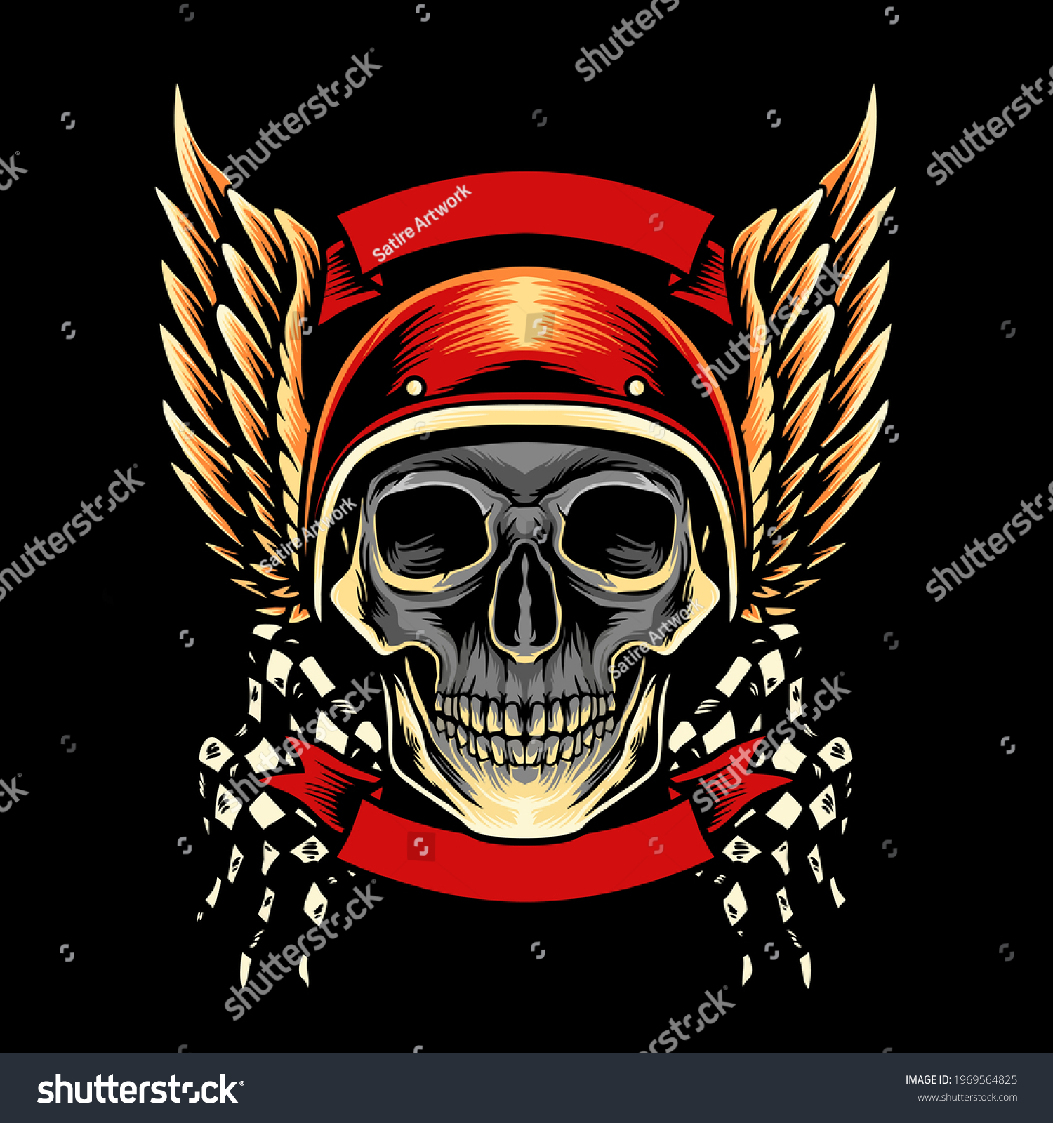 Skull Motorcycle Club Mascot Illustration Full Stock Vector (Royalty ...