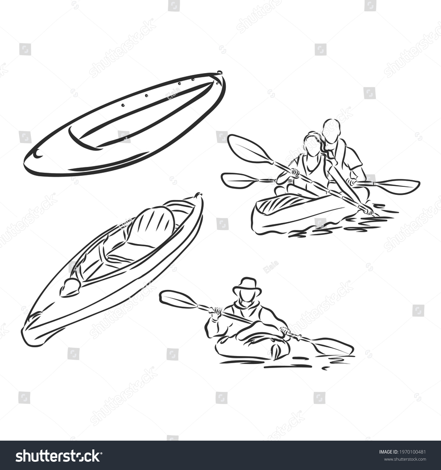 Kayak Paddle Hand Drawn Outline Doodle Stock Vector (Royalty Free ...