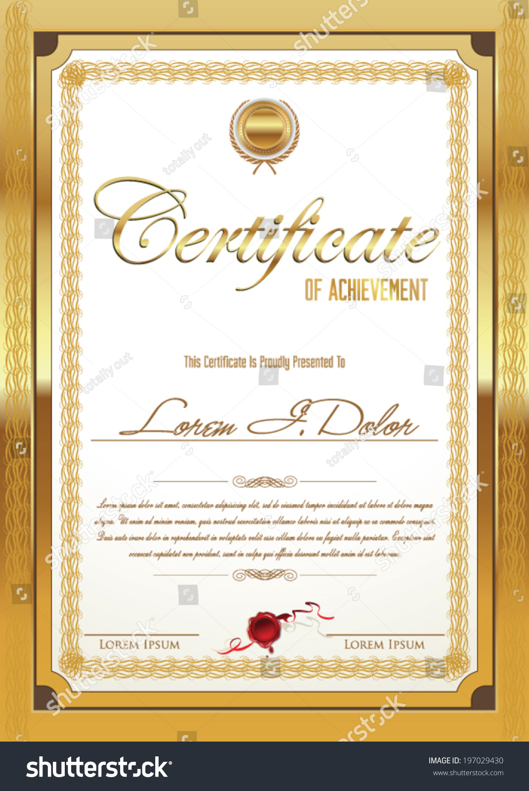 Illustration Gold Detailed Certificate Stock Vector (Royalty Free ...