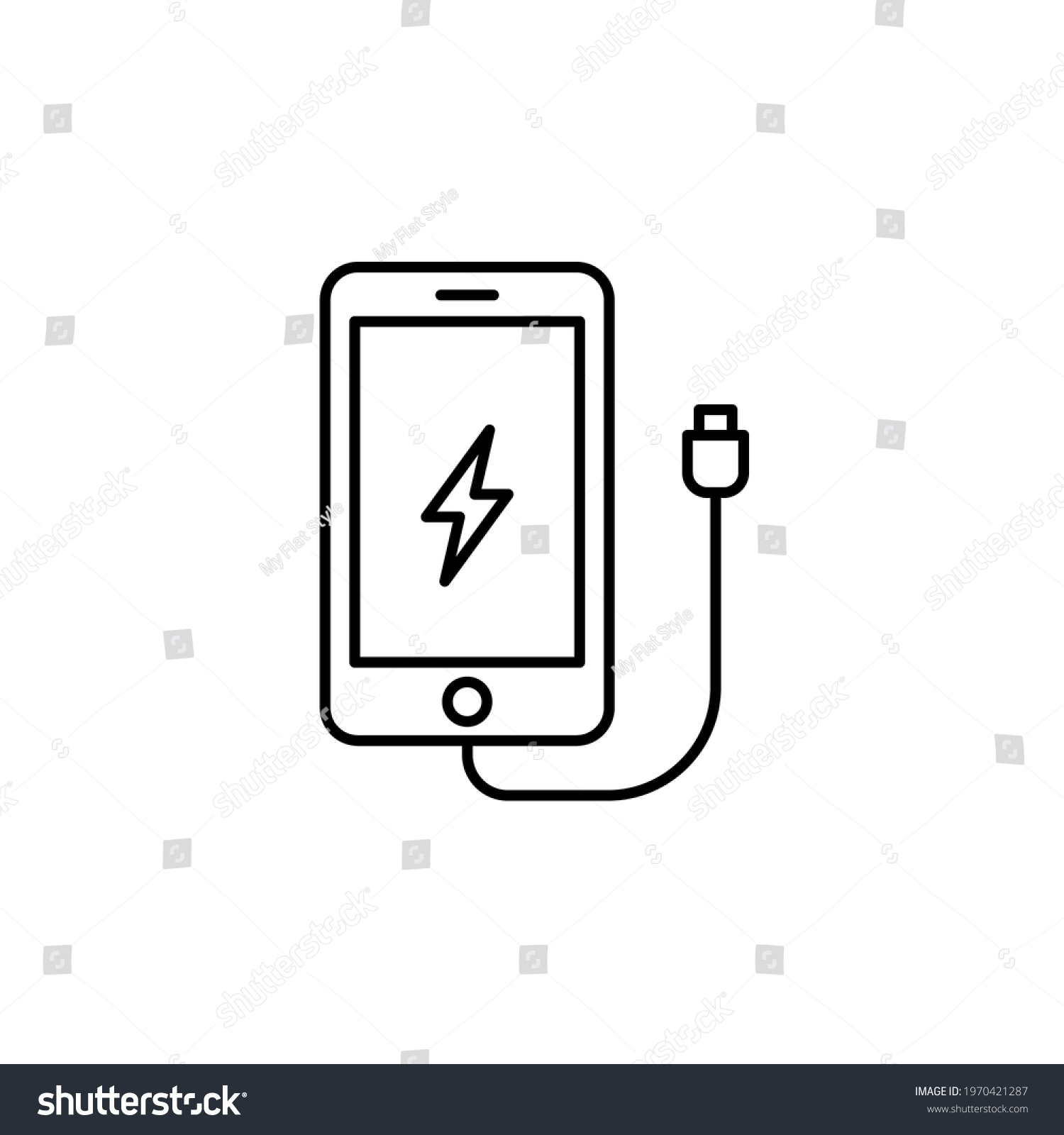 Phone Charging Icon Vector Illustration Line Stock Vector (Royalty Free ...