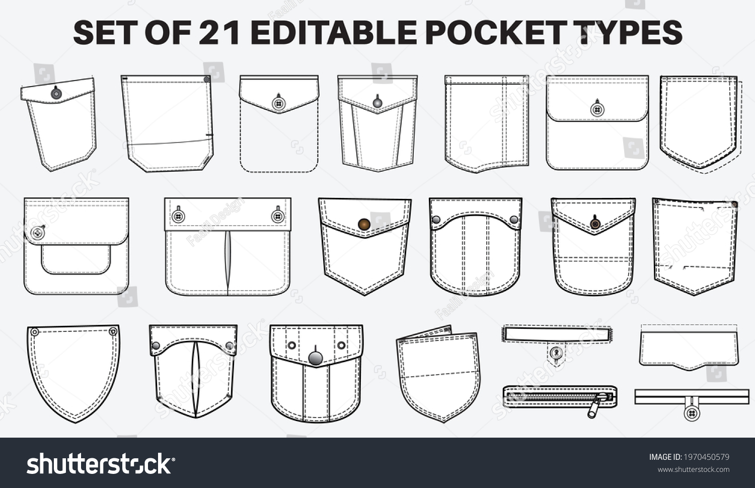 Patch Pocket Flat Sketch Vector Illustration Stock Vector (Royalty Free ...