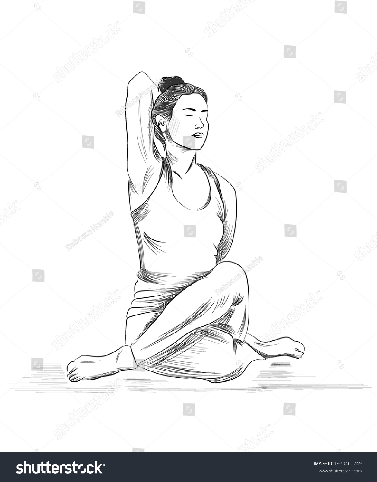 Hand Drawn Yoga Illustrations Postures Poses Stock Illustration ...