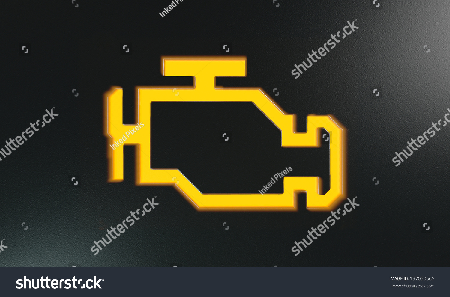 Extreme Closeup Illuminated Orange Check Engine Stock Illustration ...