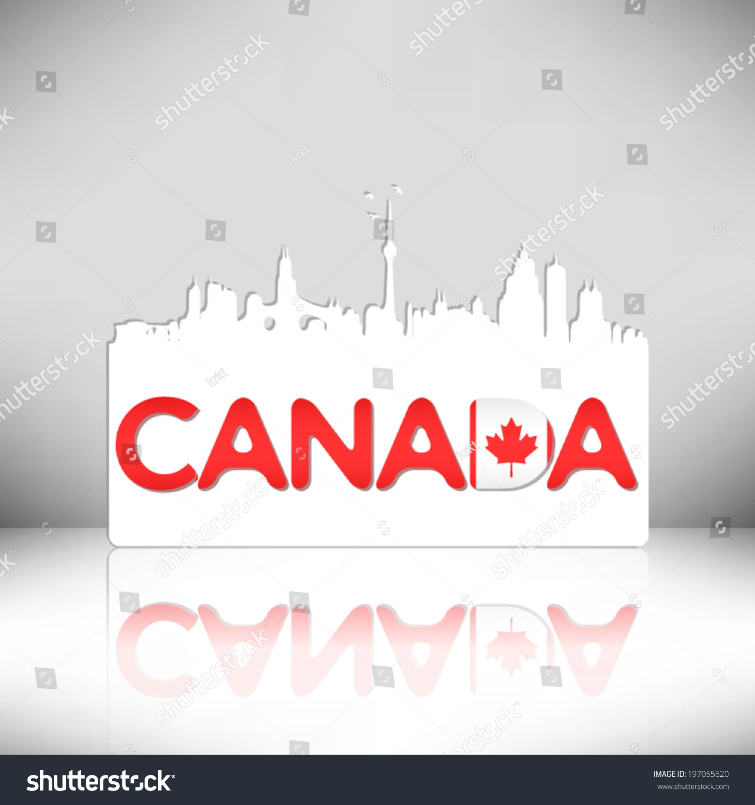 Canada Skyline Silhouette Vector Design Greeting Stock Vector (Royalty ...