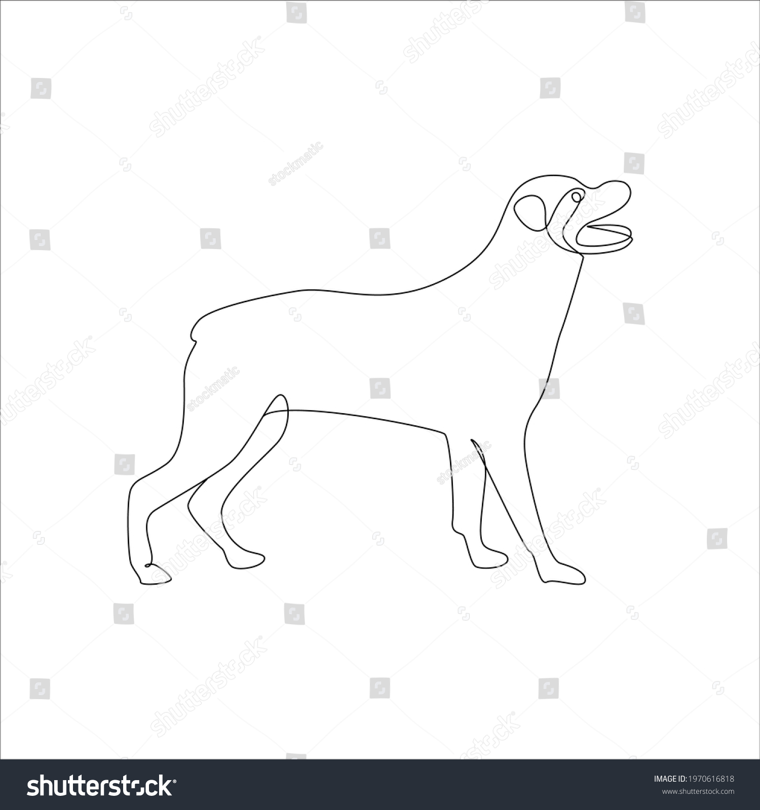 Line Drawing Rottweiler Dog Tattoo Vector Stock Vector (Royalty Free ...