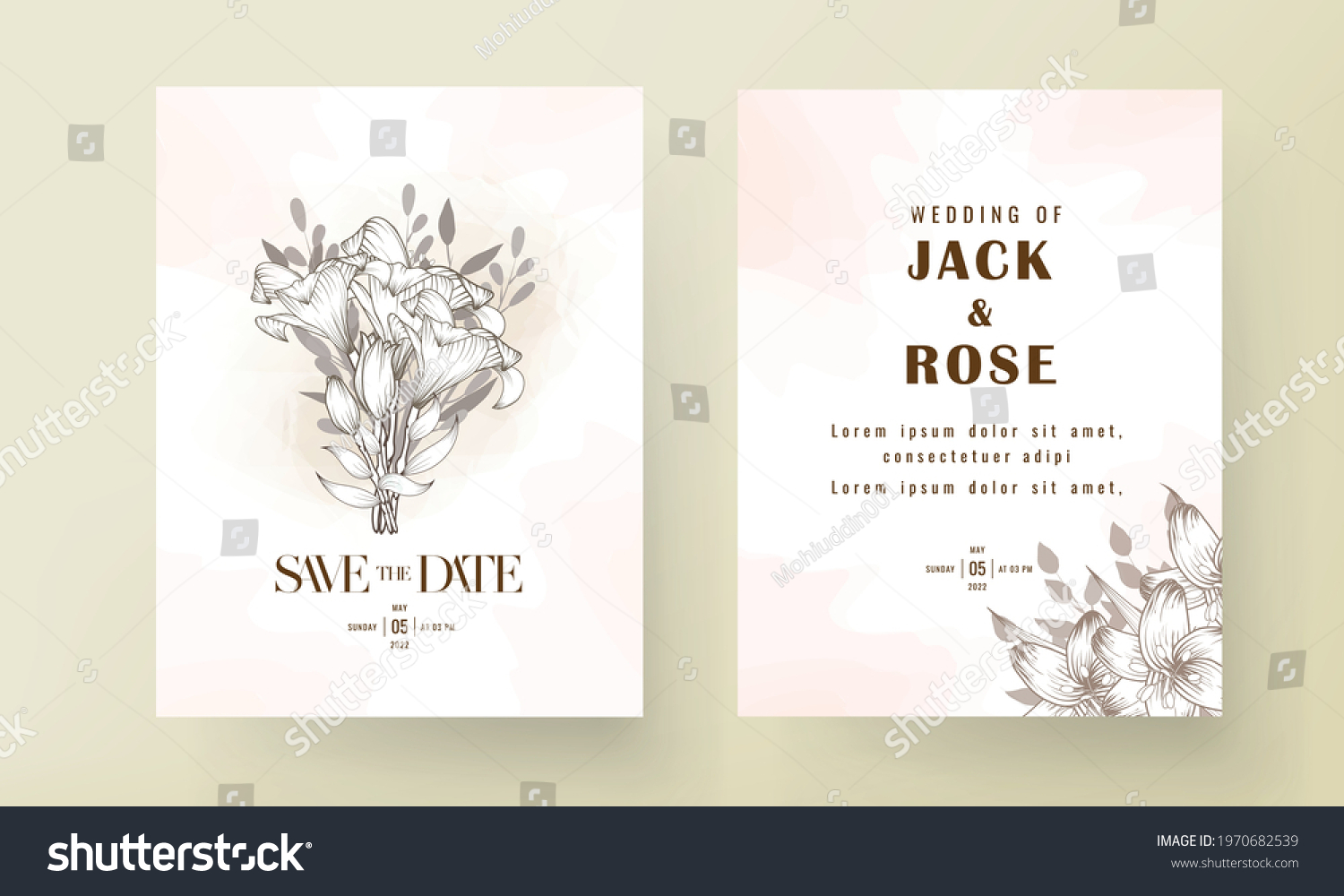 Save Date Wedding Card Design Stock Vector (Royalty Free) 1970682539 ...