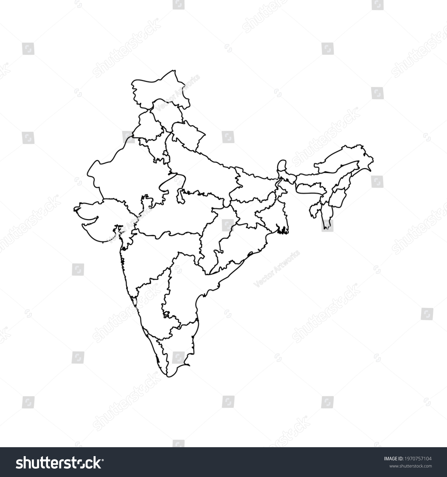 Doodle Map India States Stock Vector (Royalty Free) 1970757104 ...